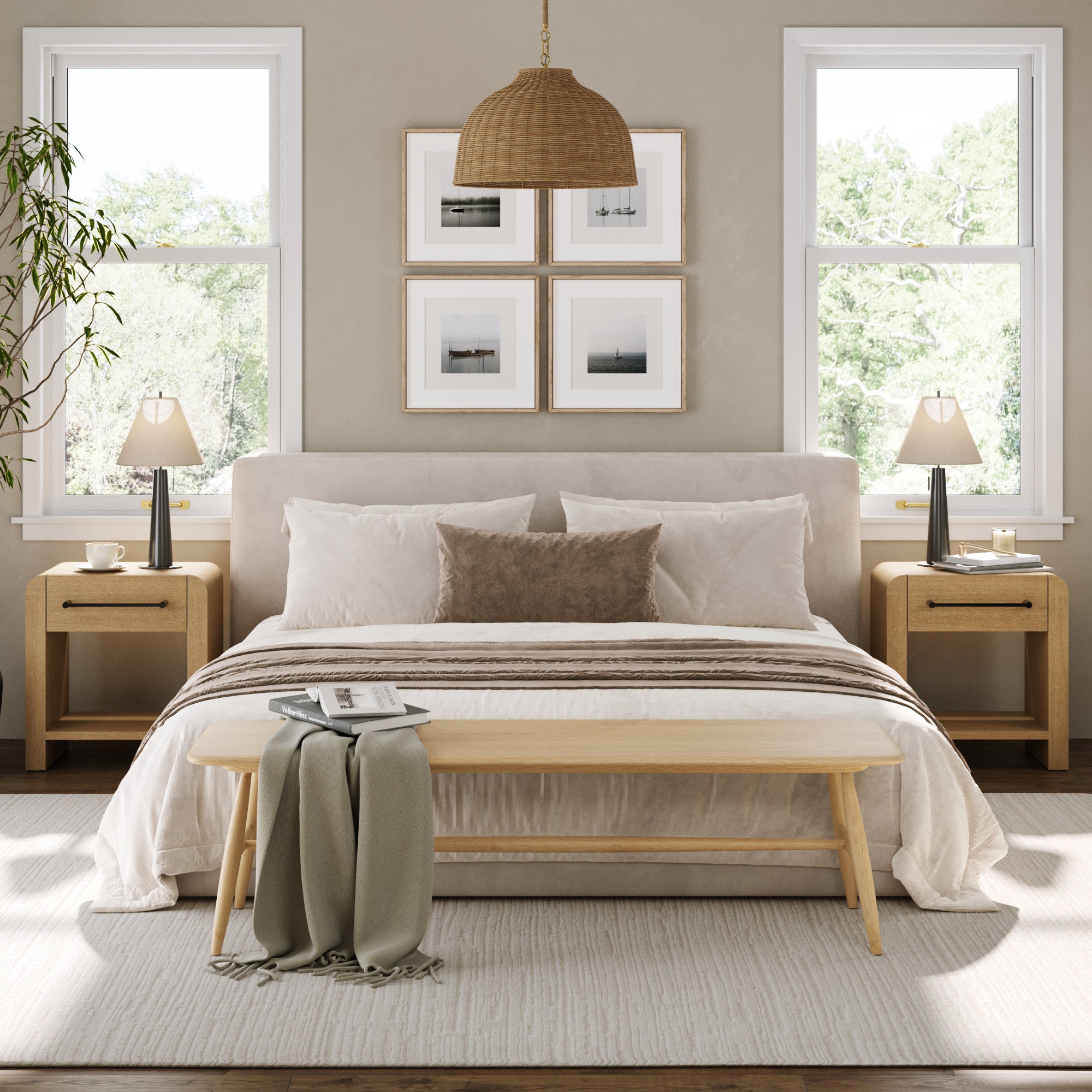 Modern 1 - Drawer Nighstand with Metal Handle Light Brown - Nathan James