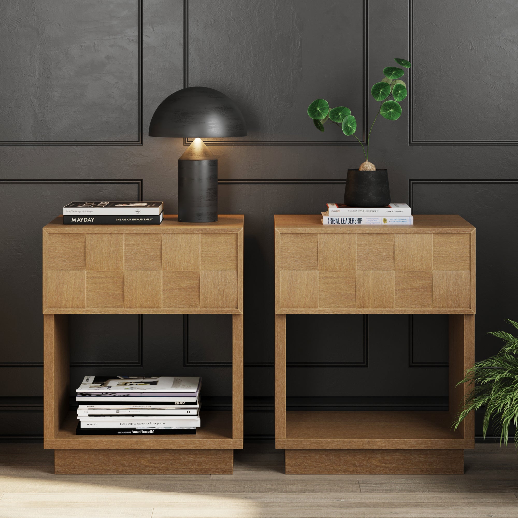 Mid Century Modern 1 - Drawer Nightstand Set - Nathan James