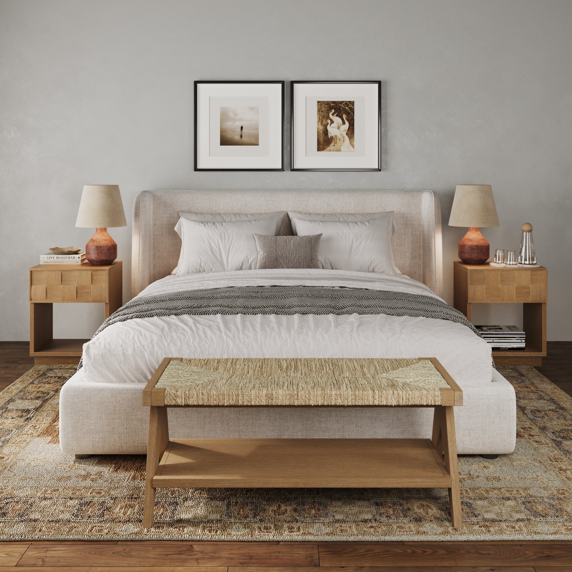 Mid Century Modern 1 - Drawer Nightstand Set - Nathan James