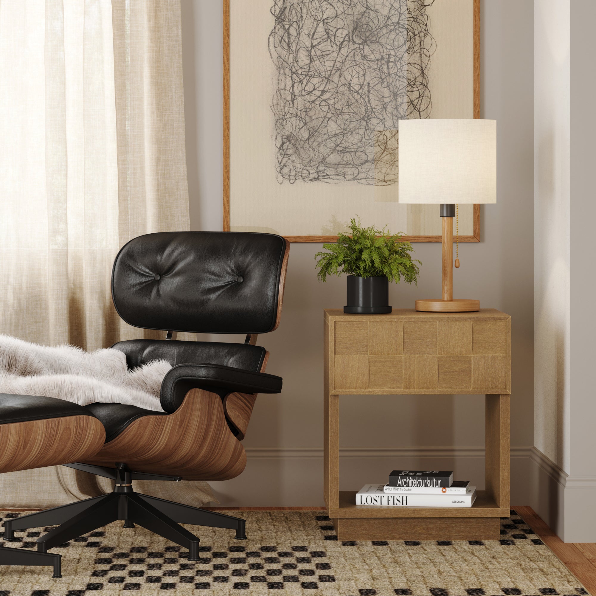 Mid Century Modern Nightstand with 1 Drawer - Nathan James