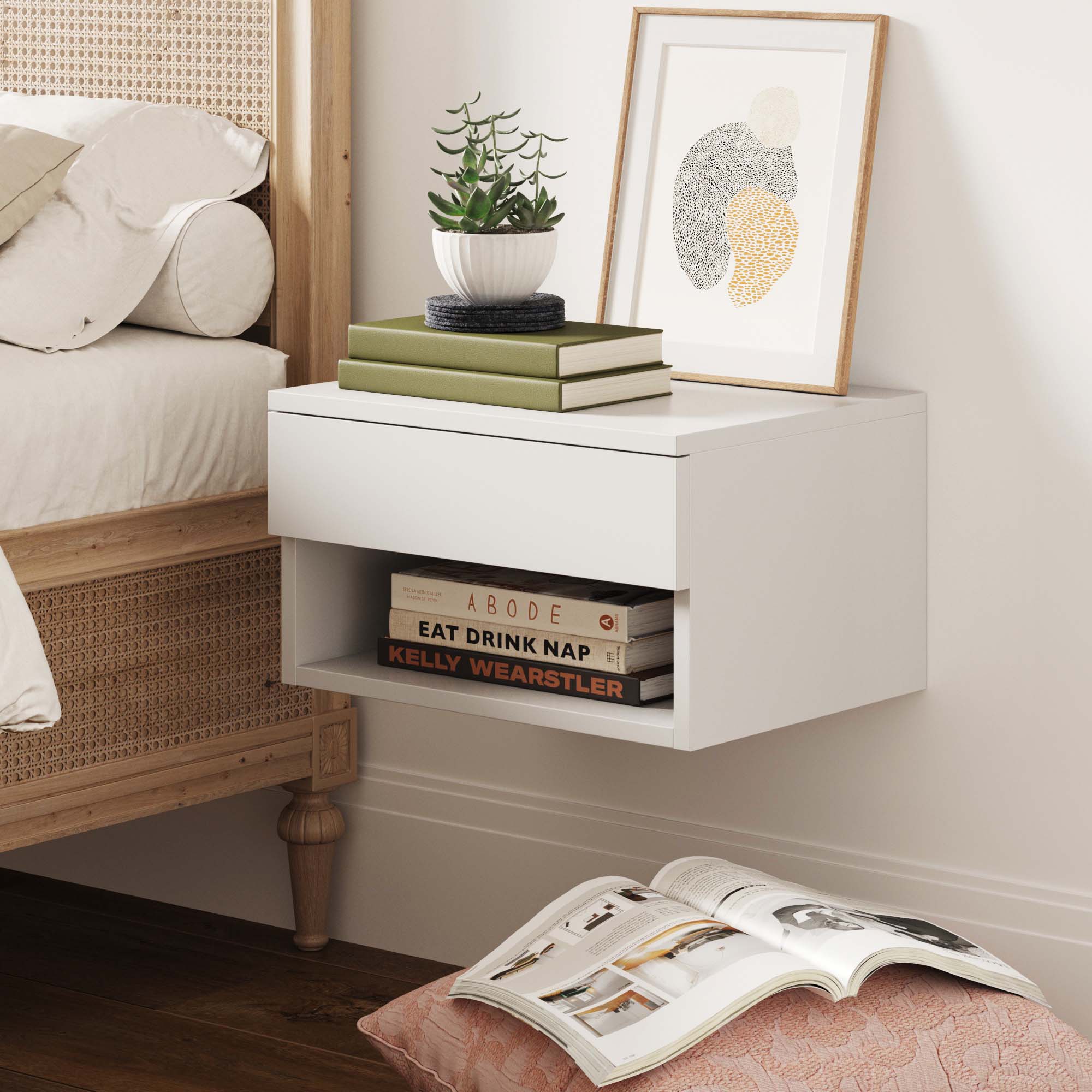 Mid - Century Floating Drawer Nightstand White - Nathan James
