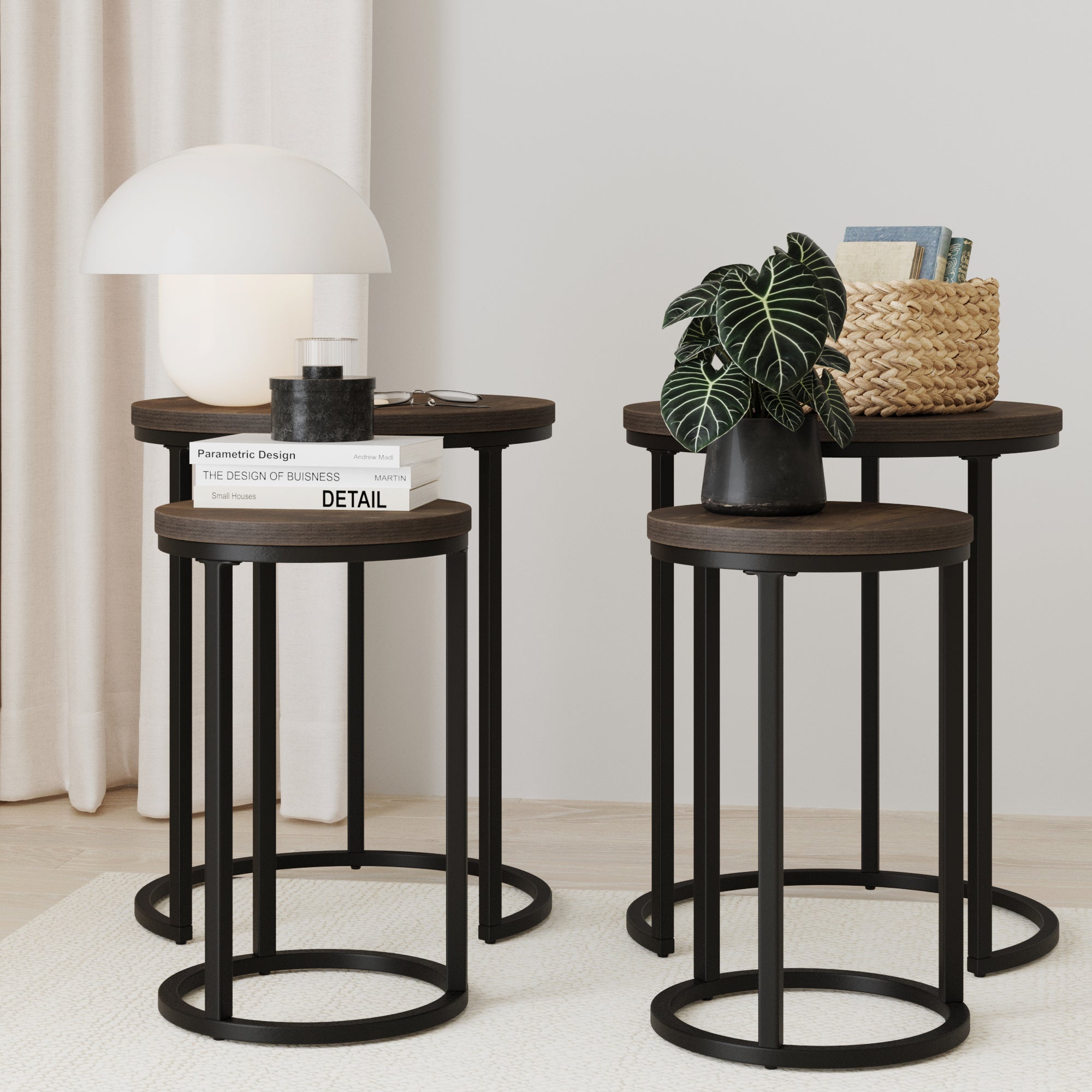 Nesting Round End Table Set Black/Nutmeg (Set of 2) - Nathan James