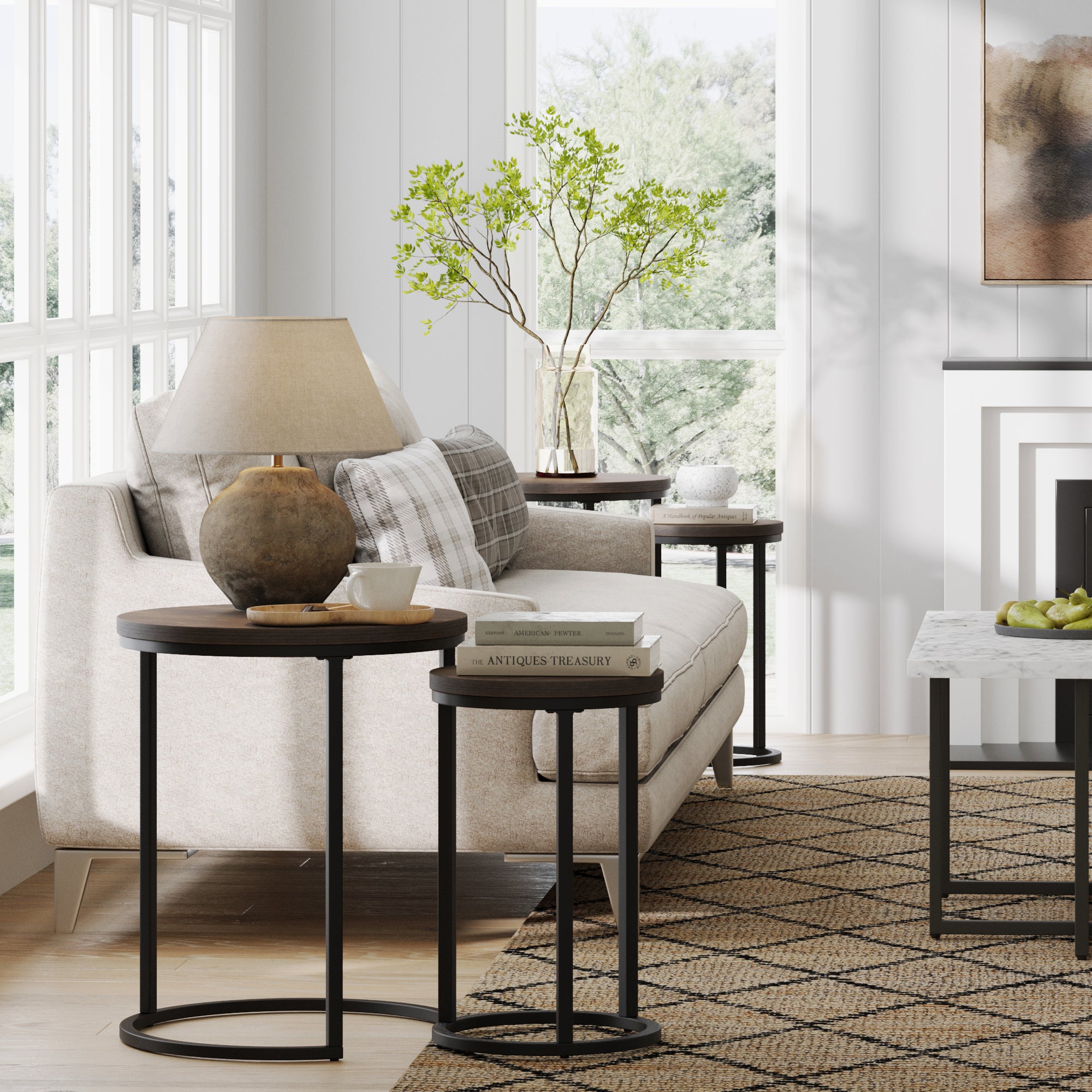 Nesting Round End Table Set Black/Nutmeg (Set of 2) - Nathan James