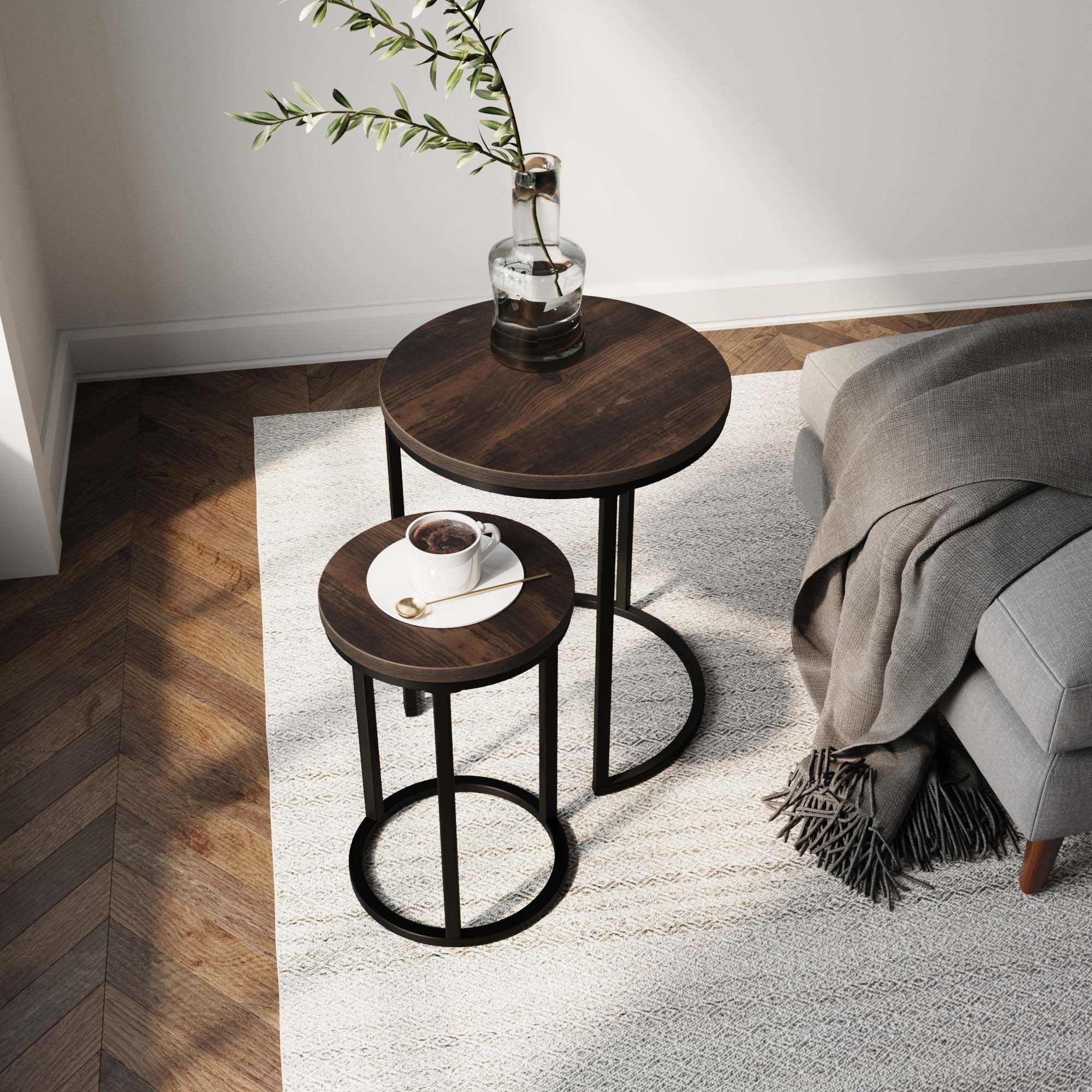 Nesting Round End Table Set Nutmeg - Nathan James