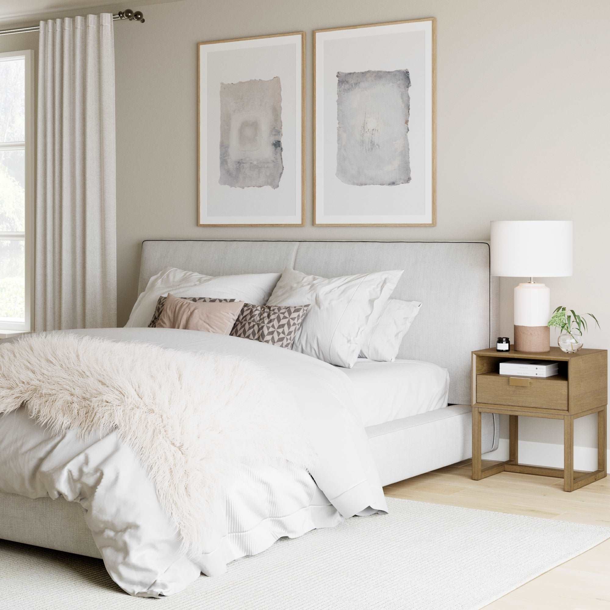 Wood Modern Farmhouse Nightstand with Drawer - Nathan James