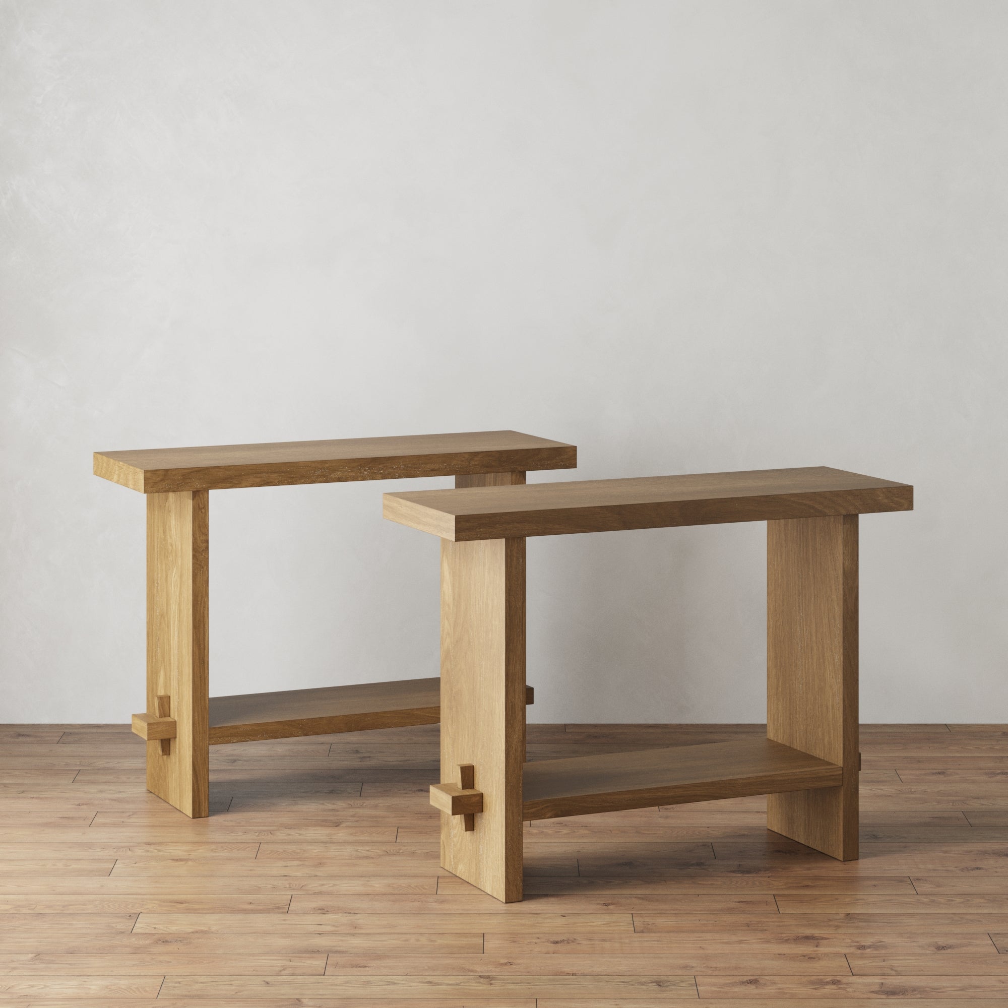 Wood Console Tables Light Brown (Set of 2) - Nathan James