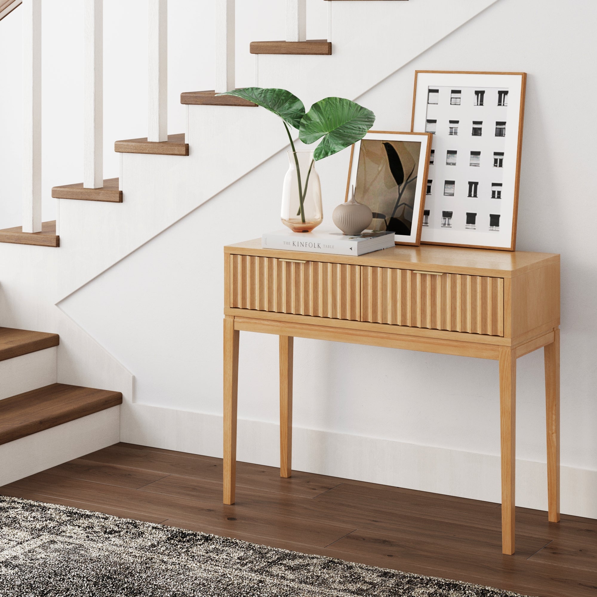 Mid - Century Fluted 2 - Drawer Console Table - Nathan James