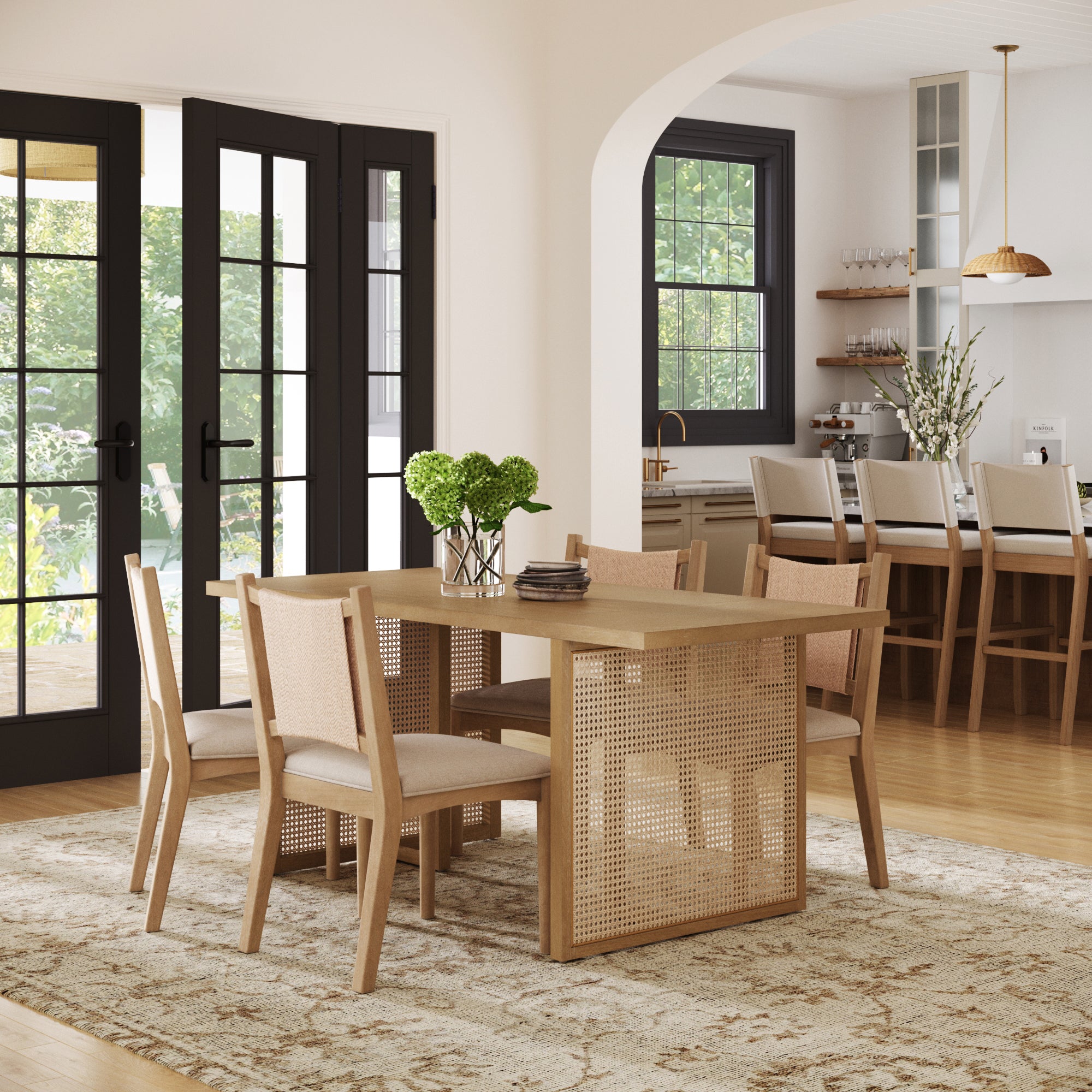 Rattan Boho Dining Table with Seagrass Chairs Set of 4 - Nathan James