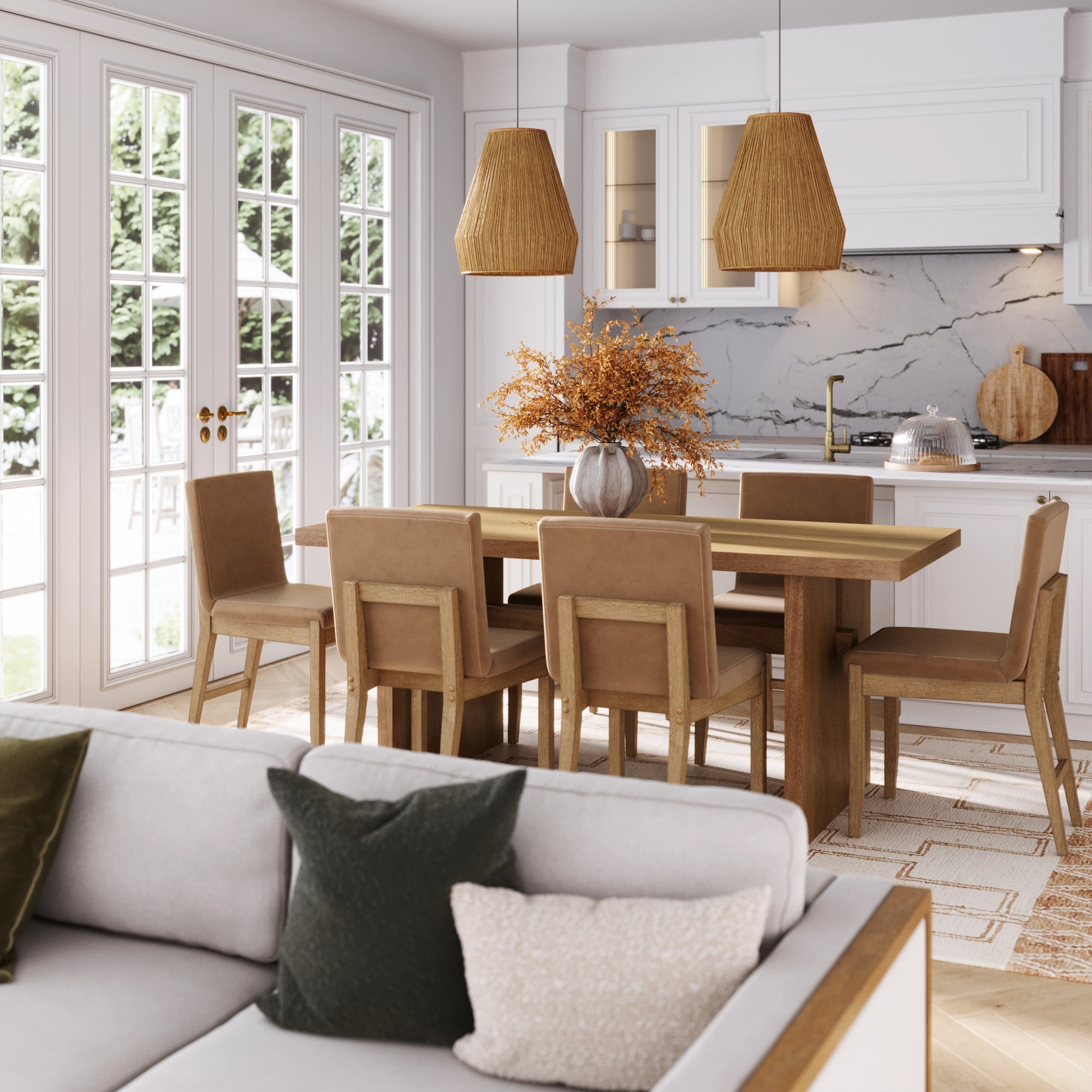 Wood Modern Farmhouse Dining Table Light Brown - Nathan James
