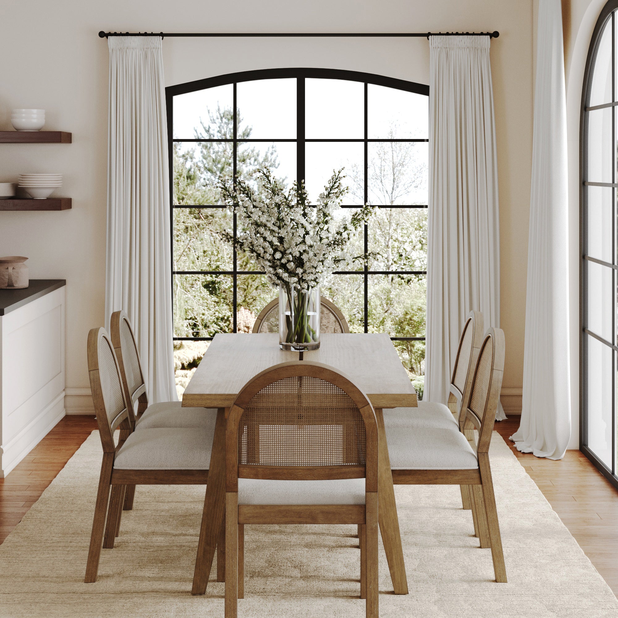 Natural Rattan Dining Table Set (6 Chairs) - Nathan James