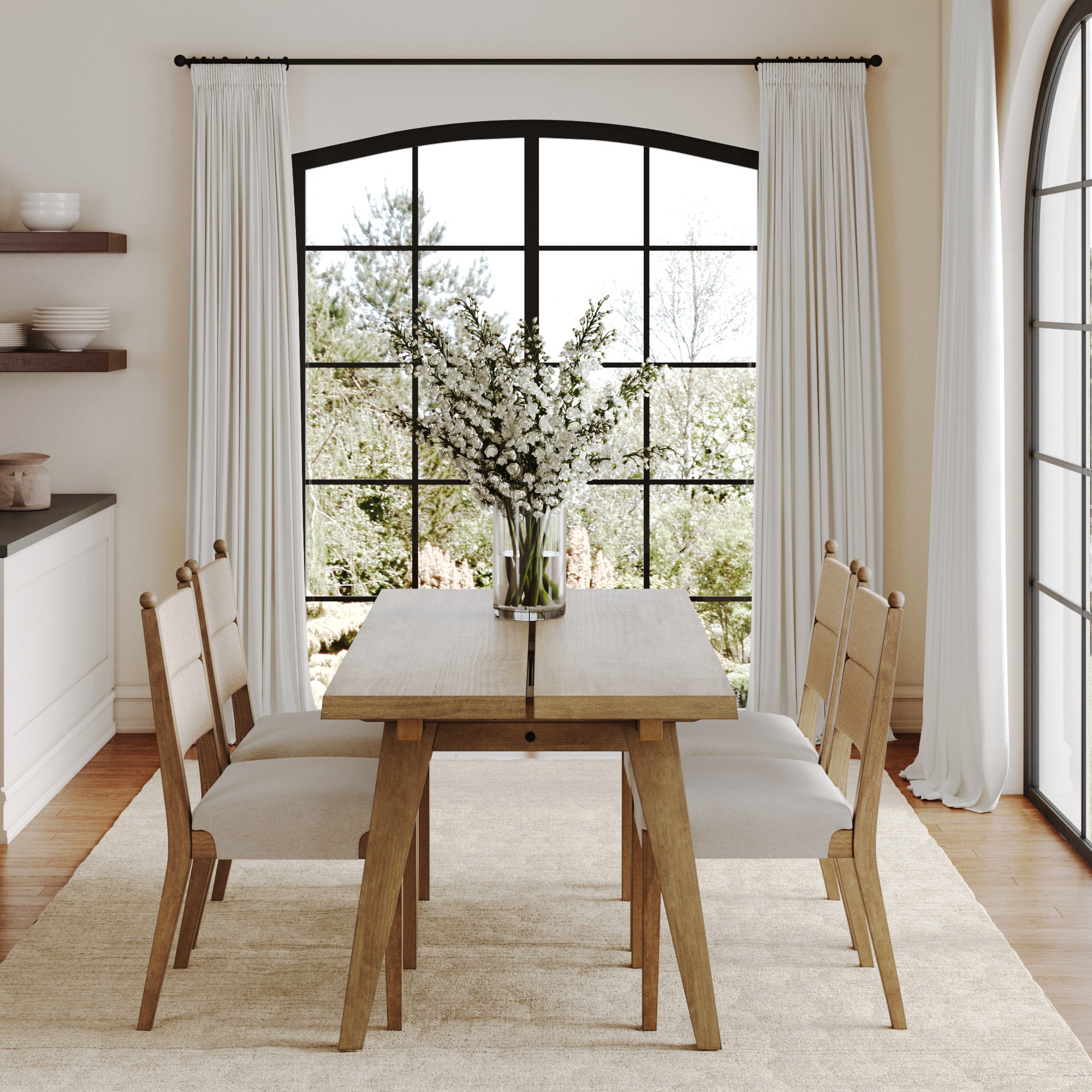 Boho Seagrass Dining Table Set (4 Chairs) - Nathan James