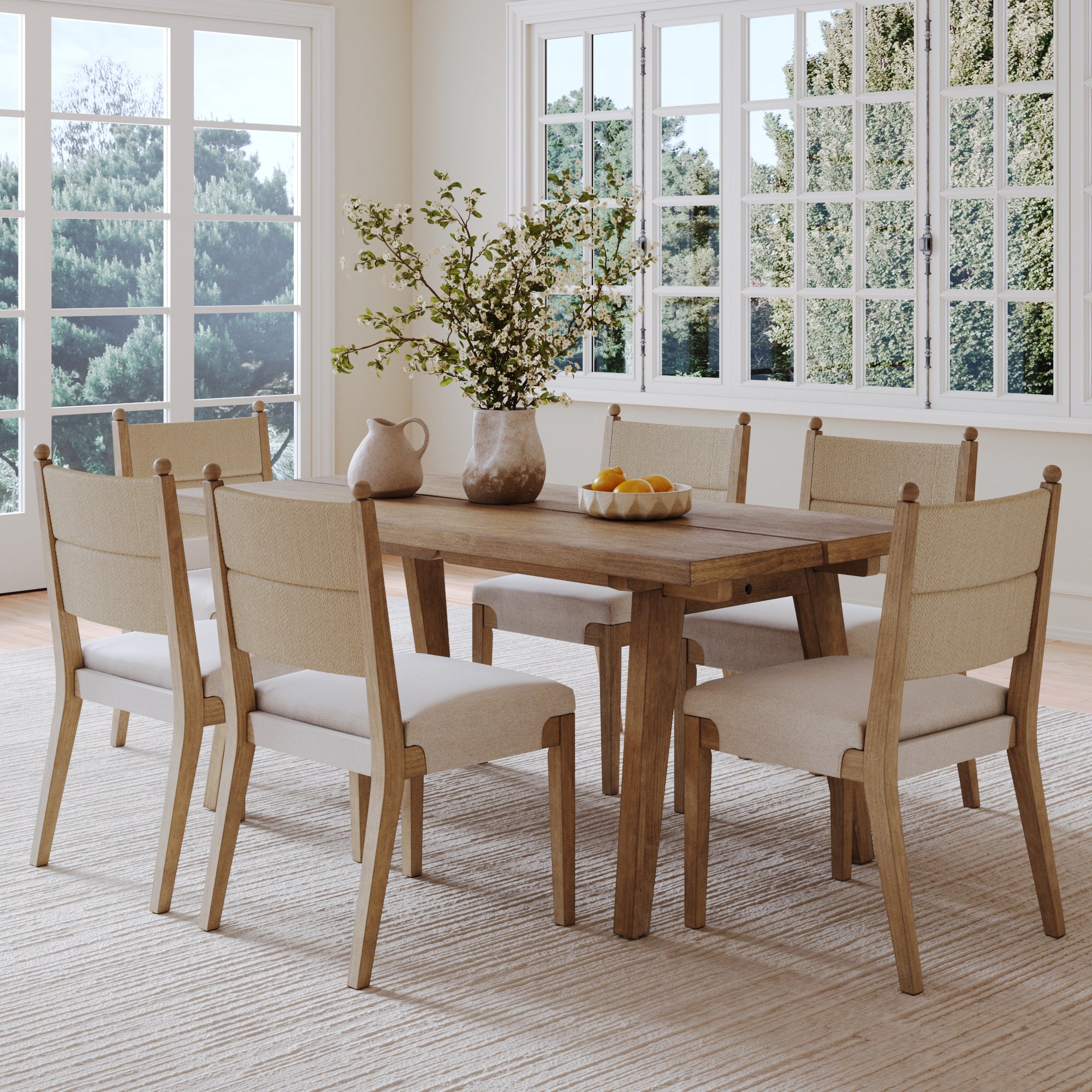 Boho Seagrass Dining Table Set (6 Chairs) - Nathan James