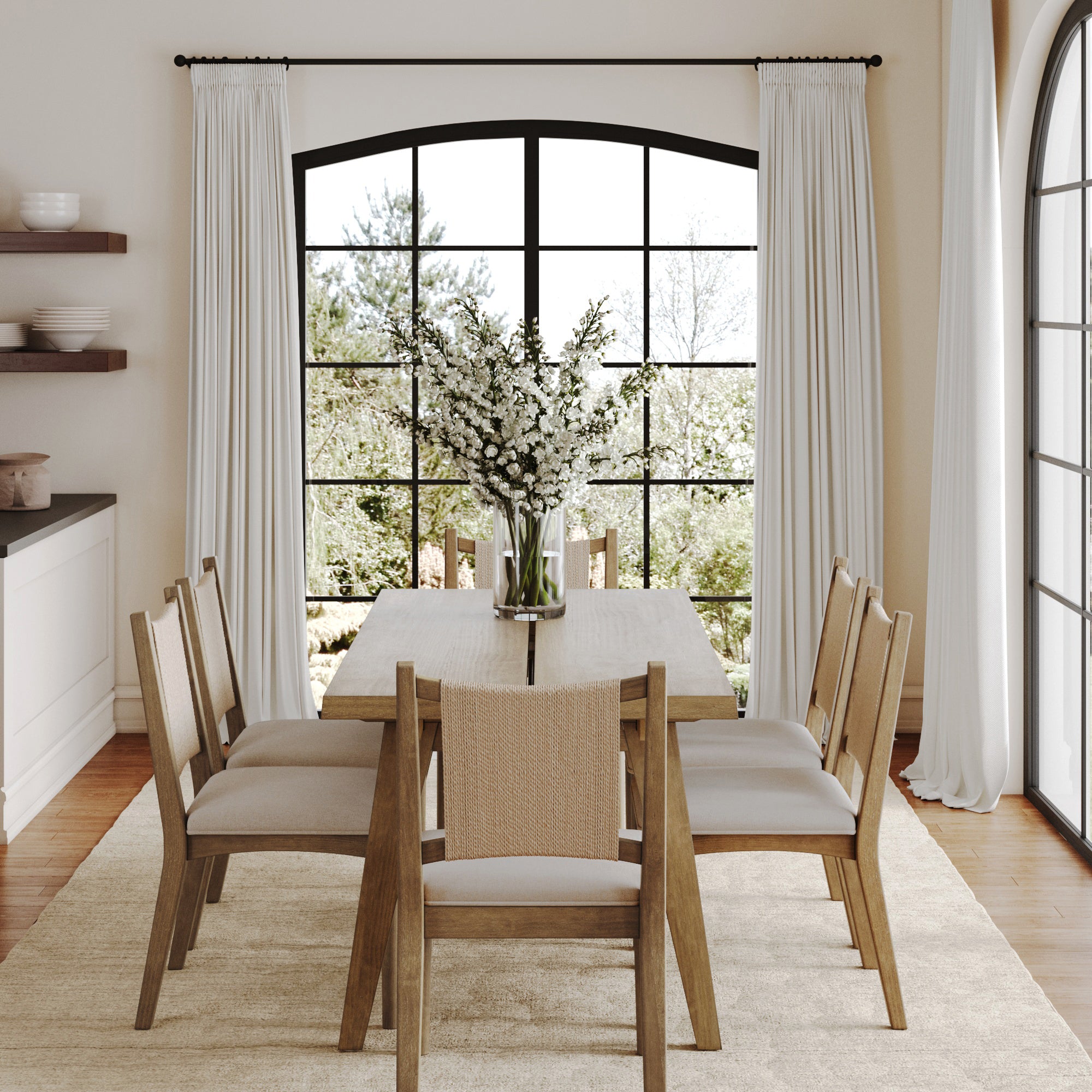 Bohemian Wooden Dining Table Set (6 Chairs) - Nathan James