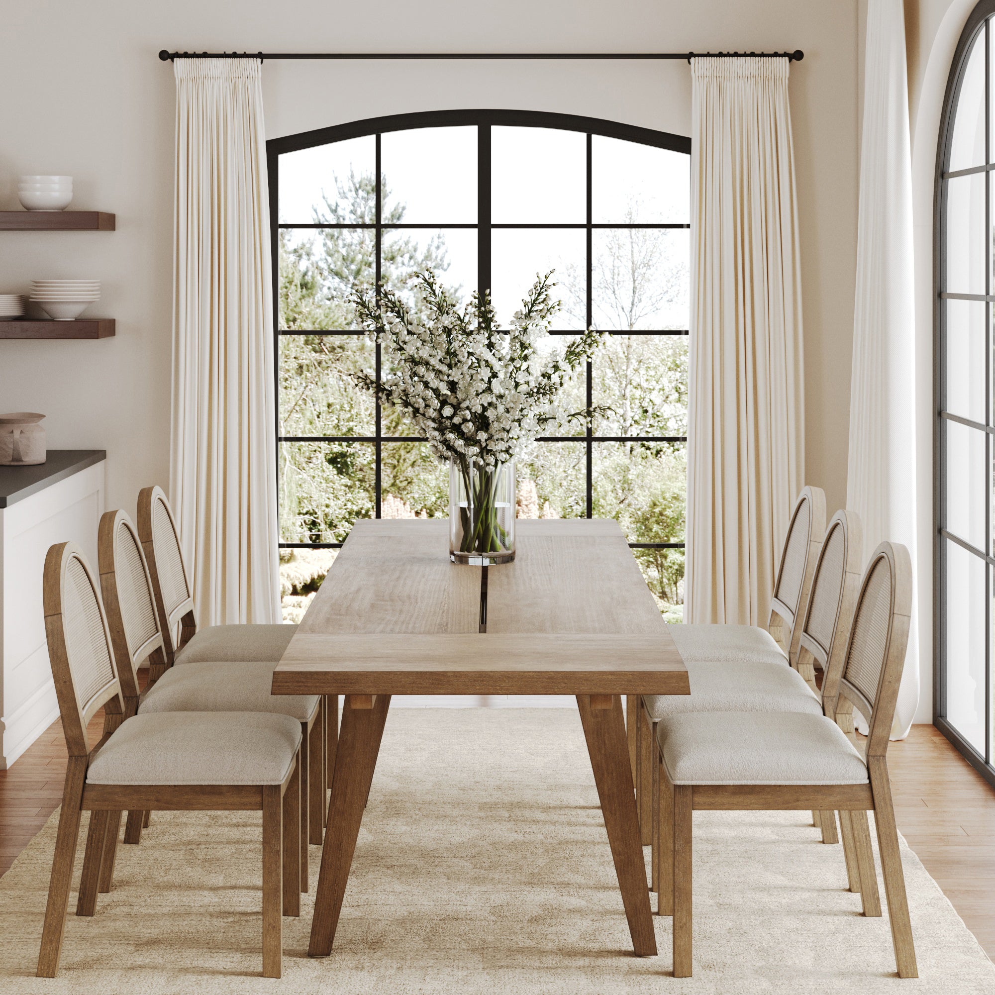 Extendable Boho Rattan Dining Table Set (6 Chairs) - Nathan James