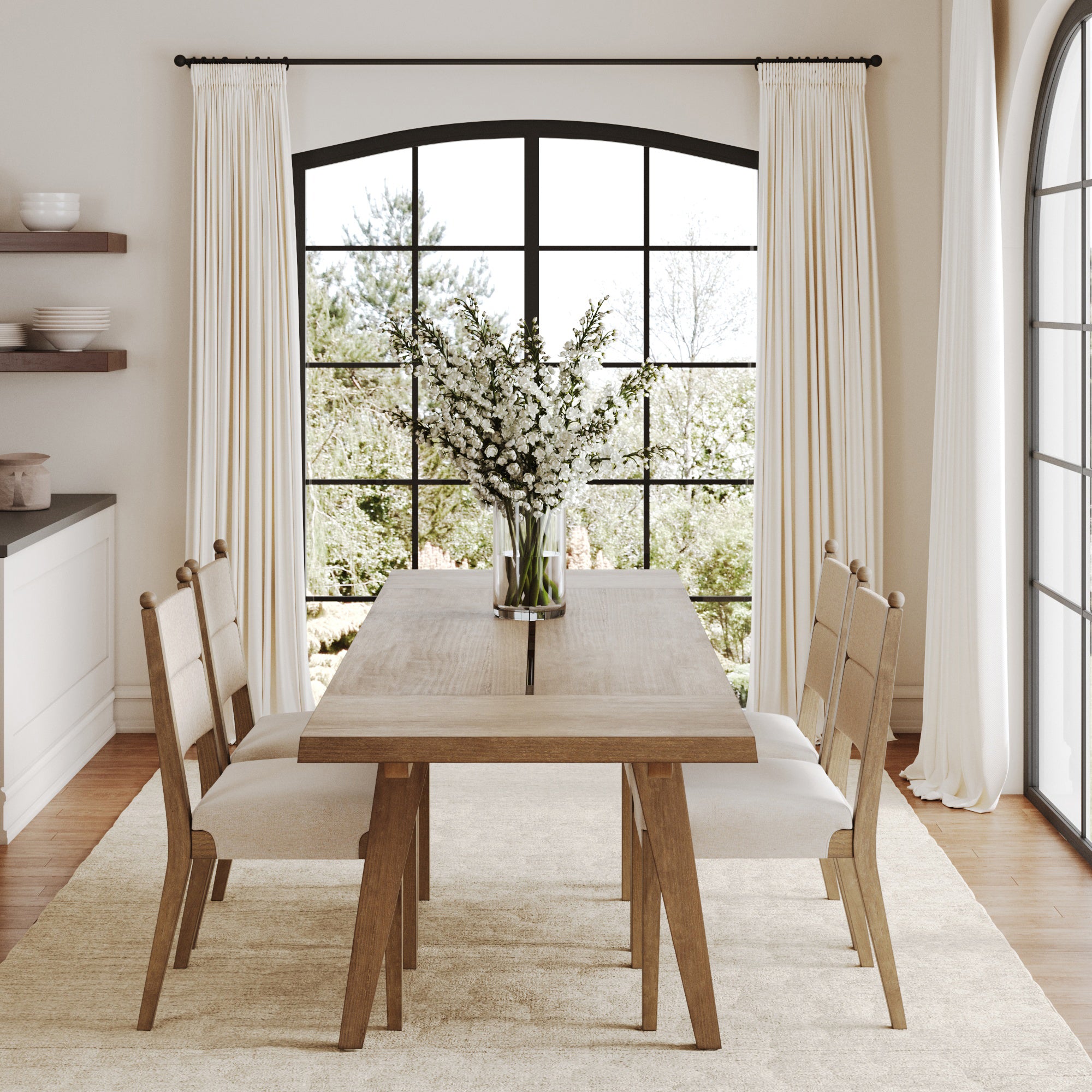 Extendable Bohemian Seagrass Dining Table Set (4 Chairs) - Nathan James