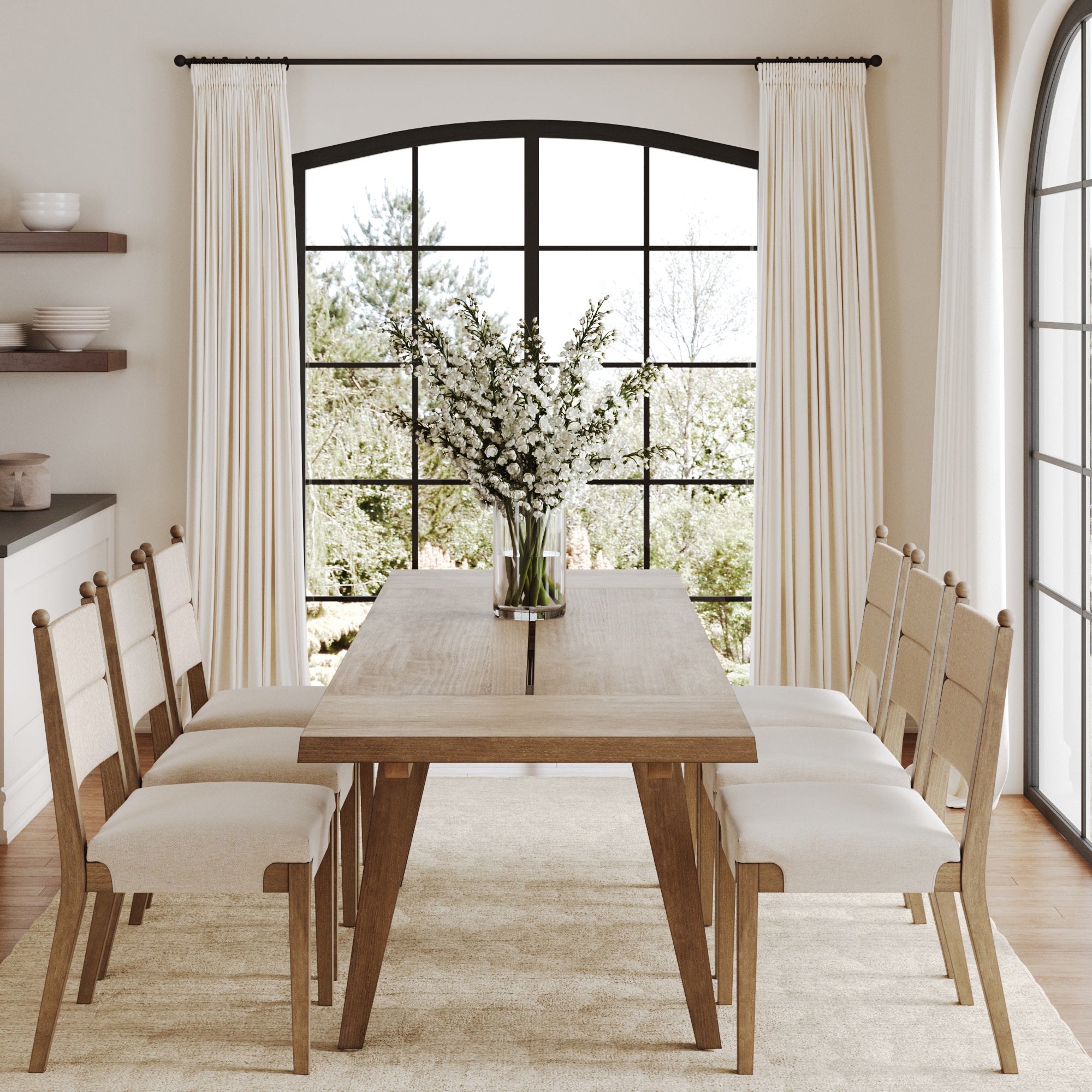 Extendable Bohemian Seagrass Dining Table Set (6 Chairs) - Nathan James