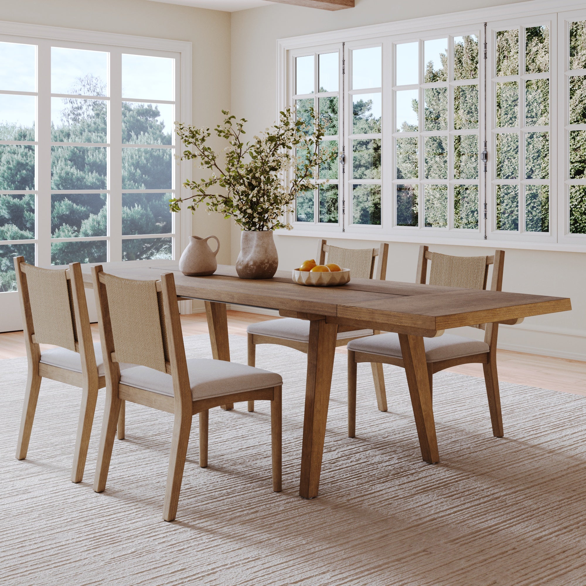 Extendable Flax Dining Table Set (4 Chairs) - Nathan James