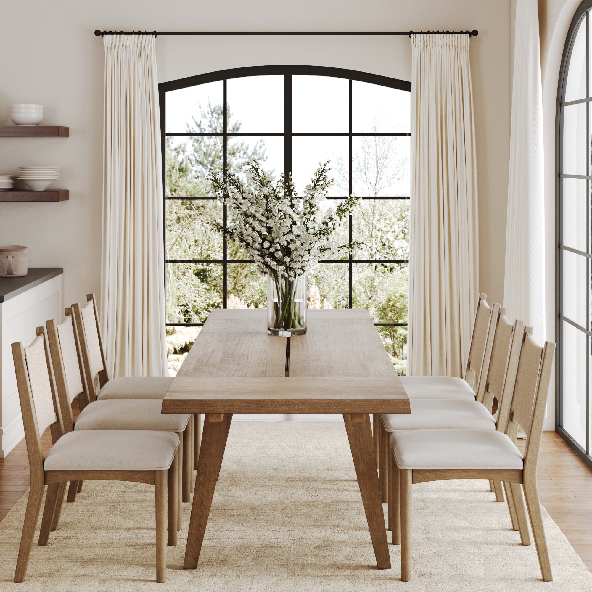 Extendable Flax Dining Table Set (6 Chairs) - Nathan James
