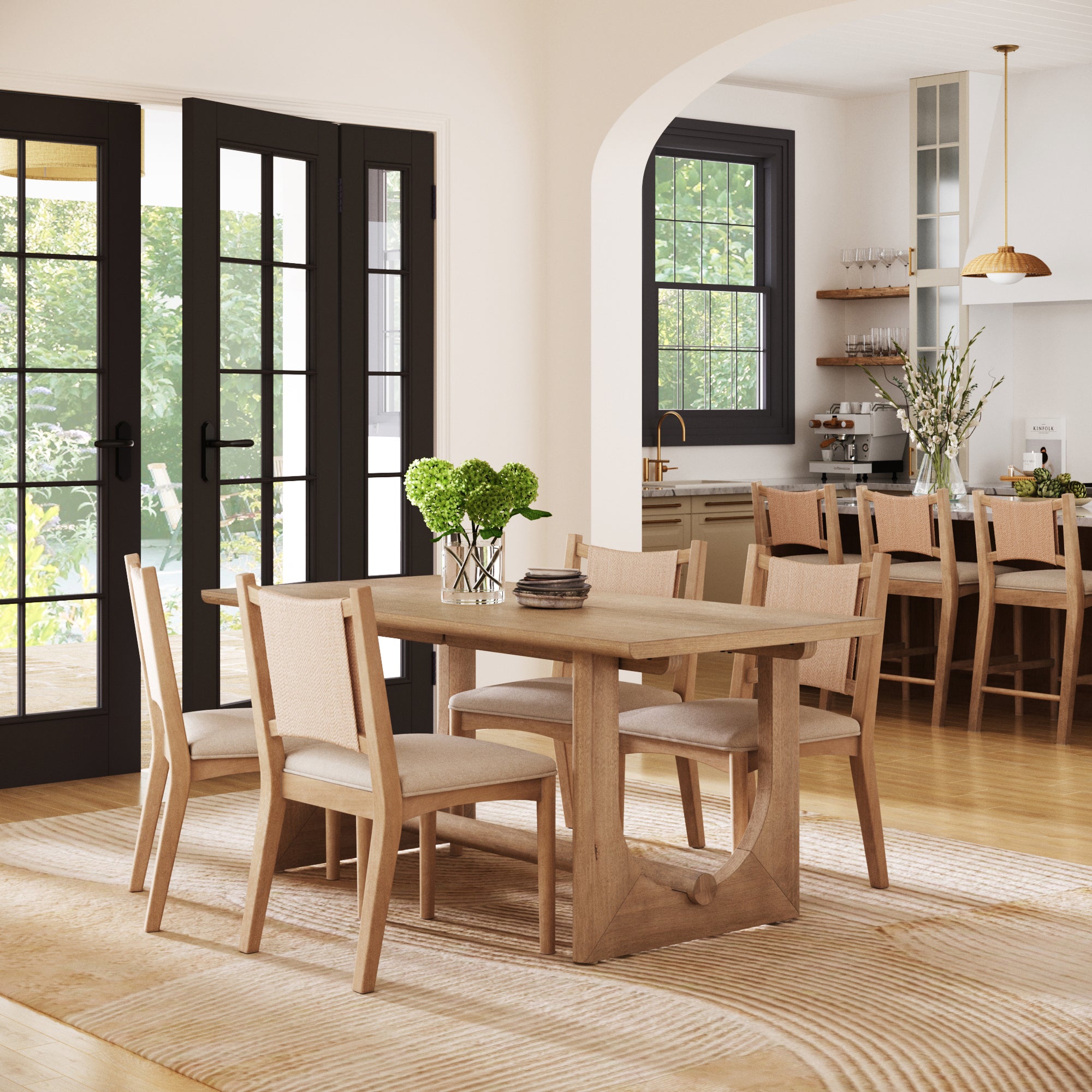 Mid - Century Flax Dining Table Set (4 Chairs) - Nathan James