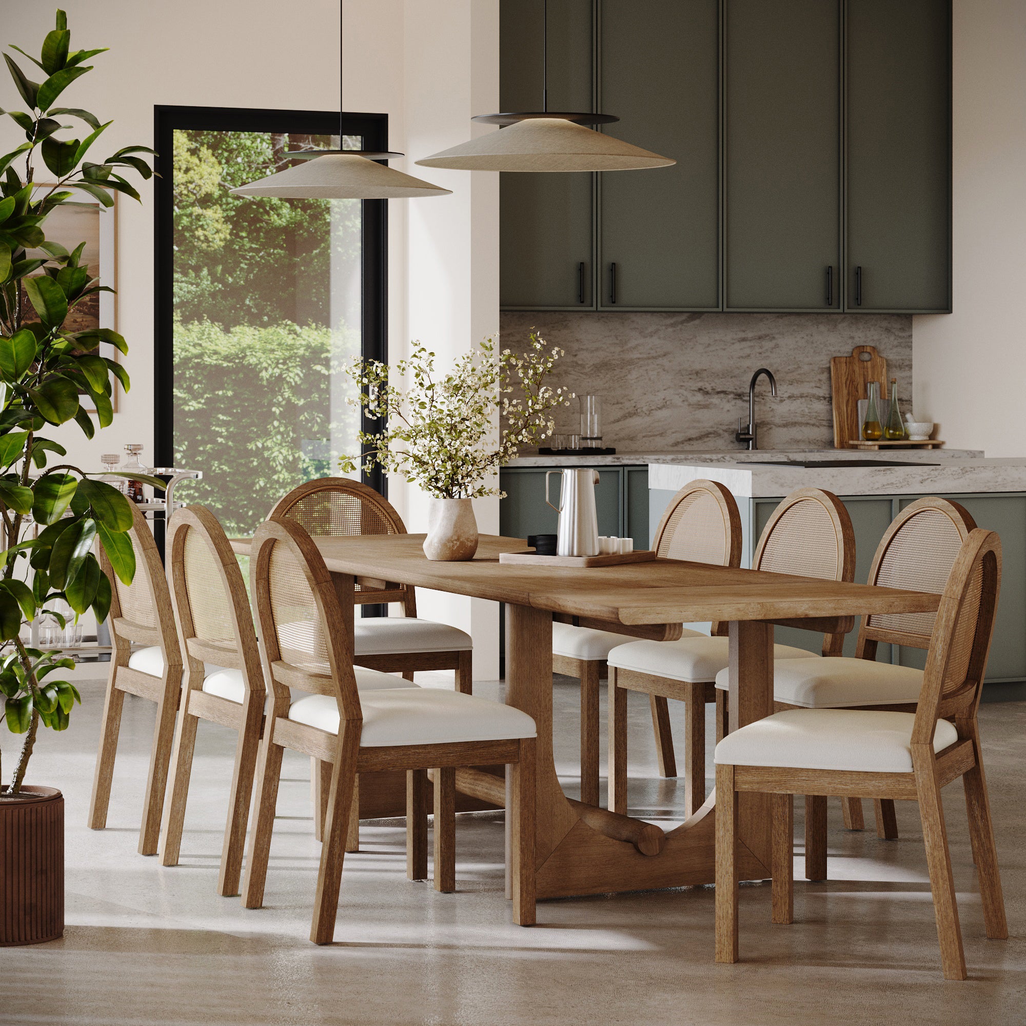 Wood Dining Room Table with Leaf Extension for 8 - Nathan James