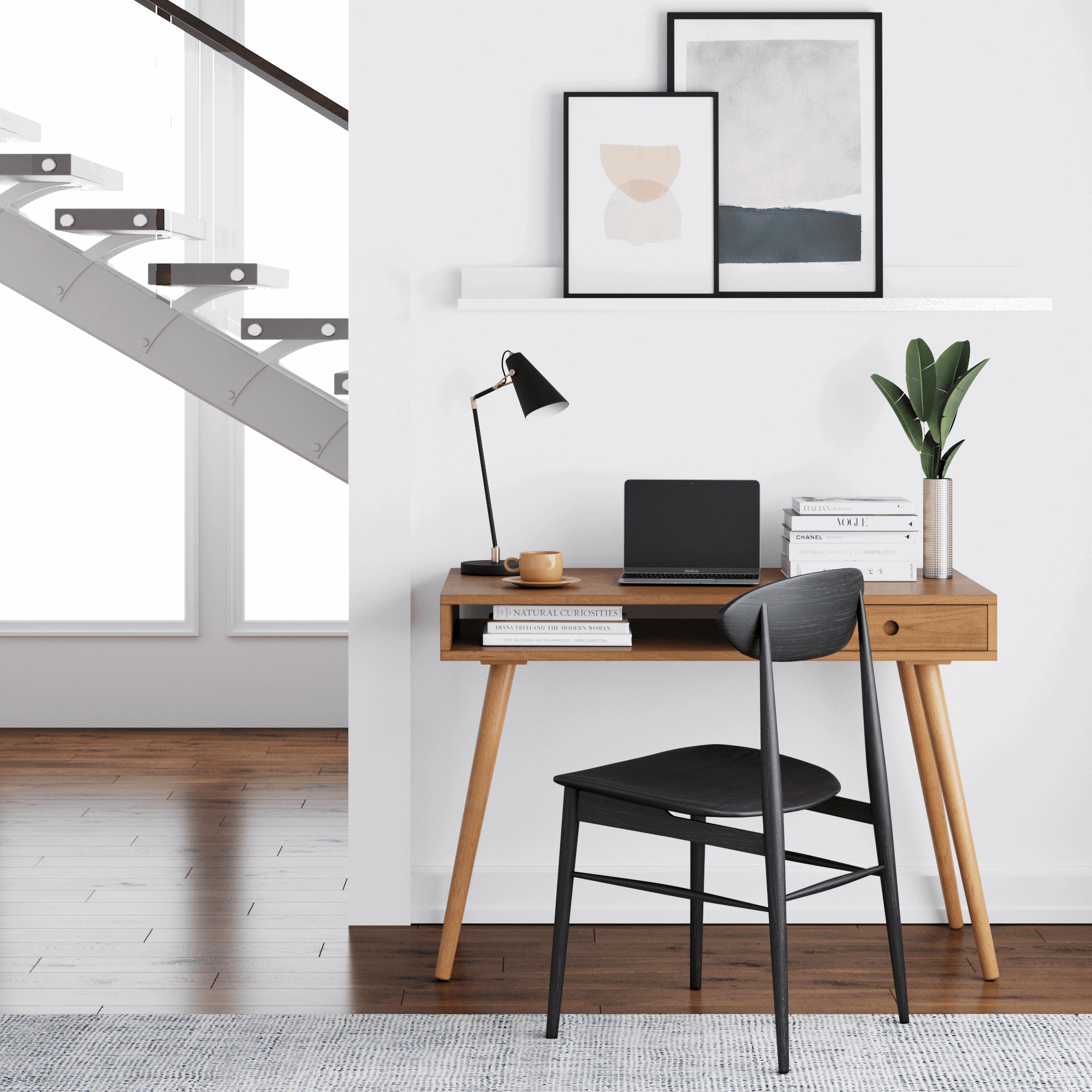 Wood Mid - Century Modern Writing Desk with Drawer - Nathan James