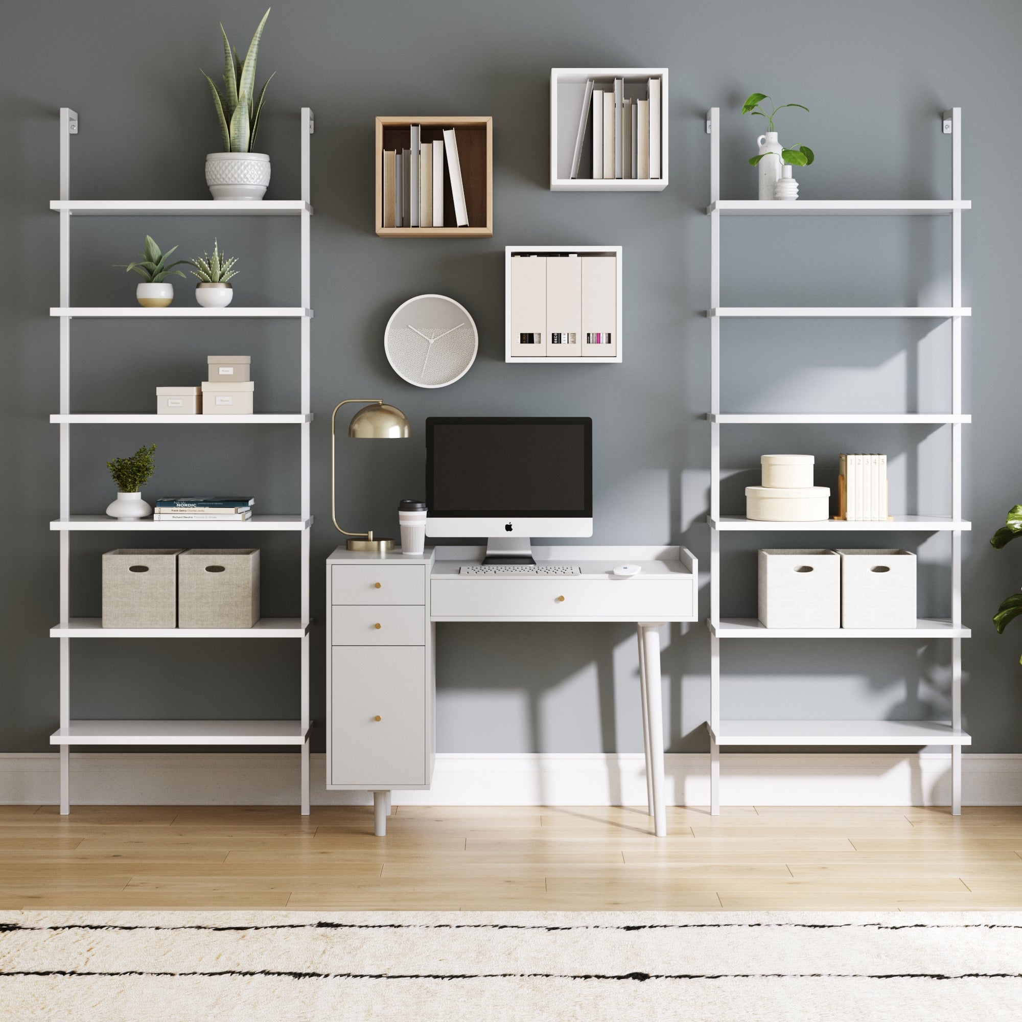Mid - Century Modern White Wall Desk - Nathan James