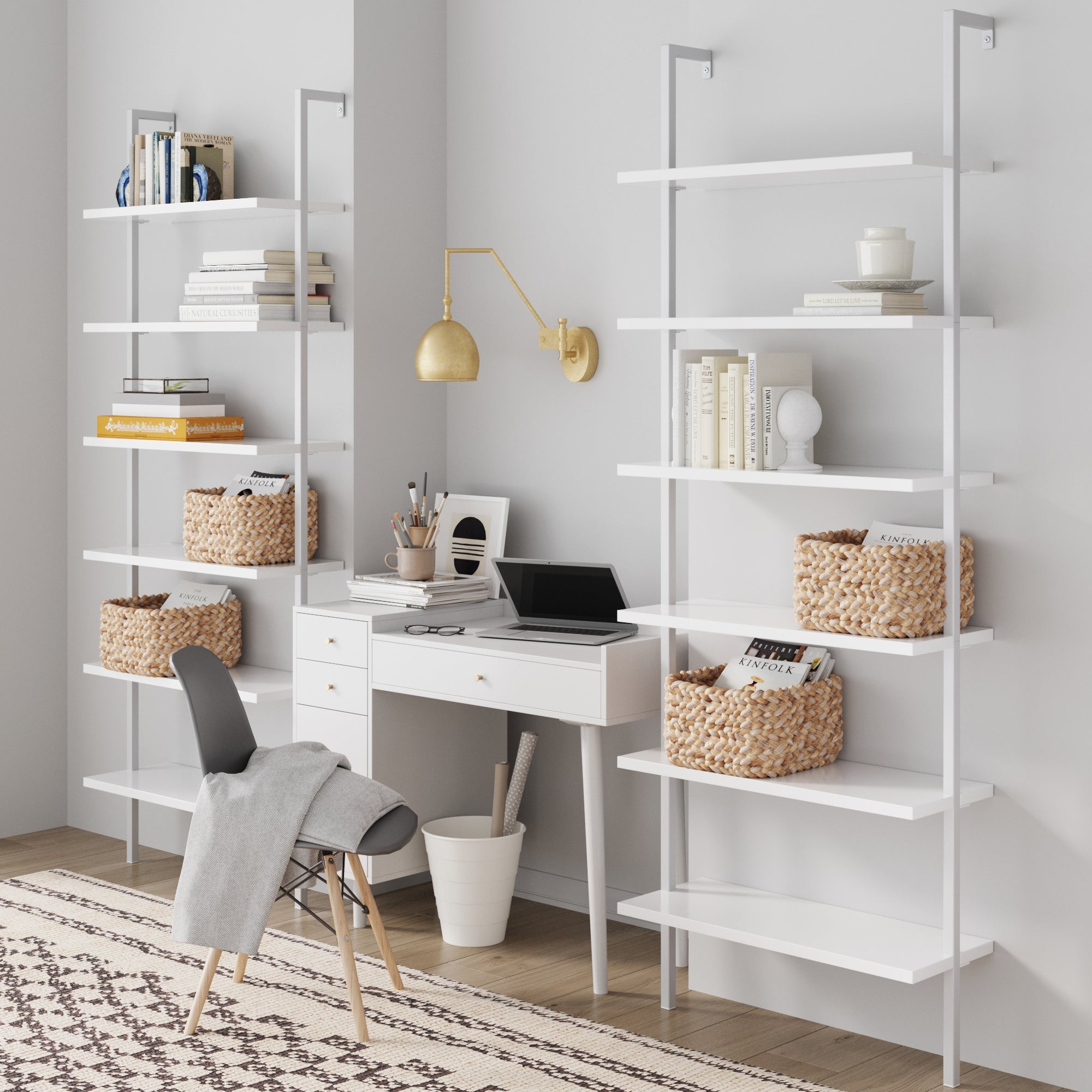Mid - Century Modern White Wall Desk - Nathan James