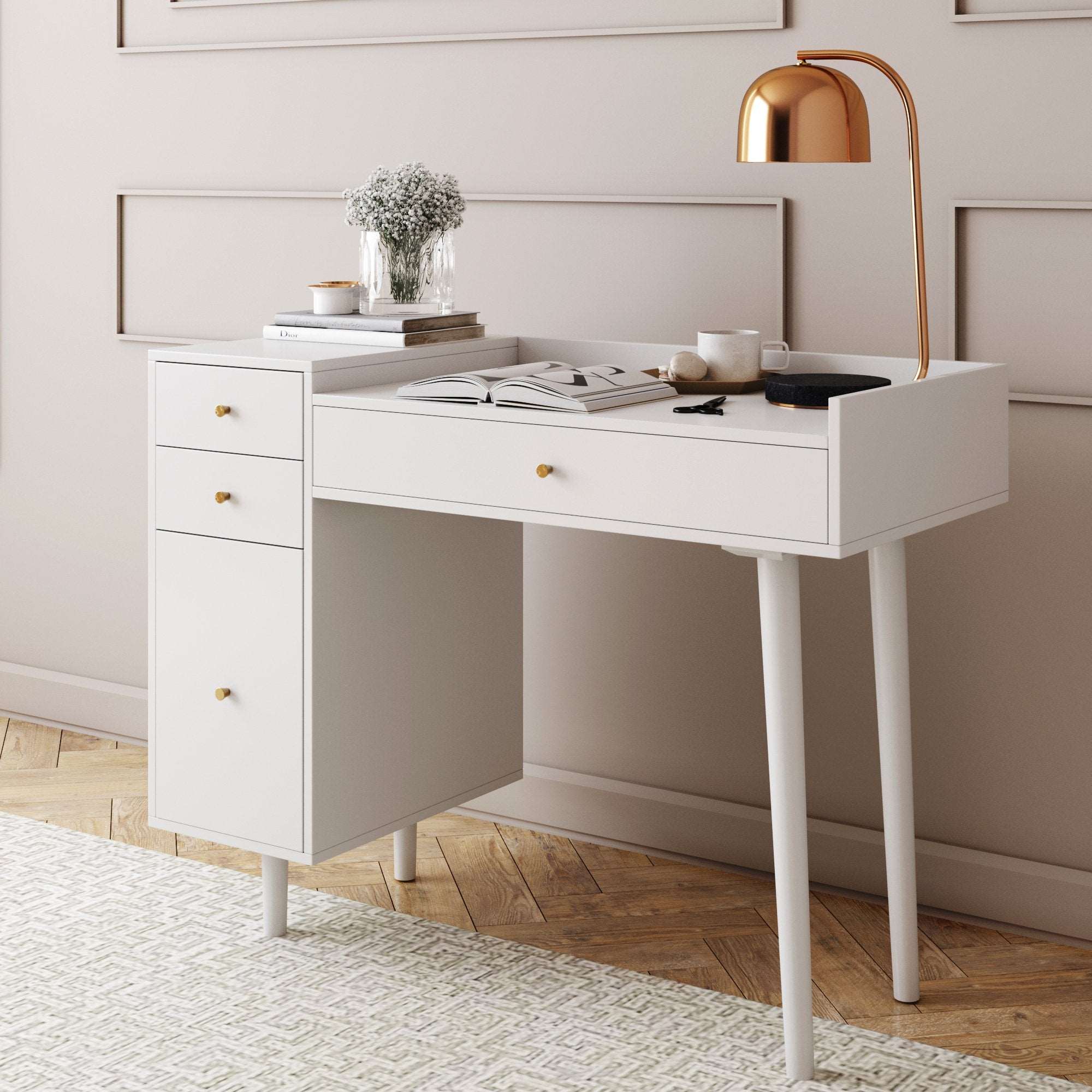 Mid - Century Modern Vanity Desk with Drawers - Nathan James