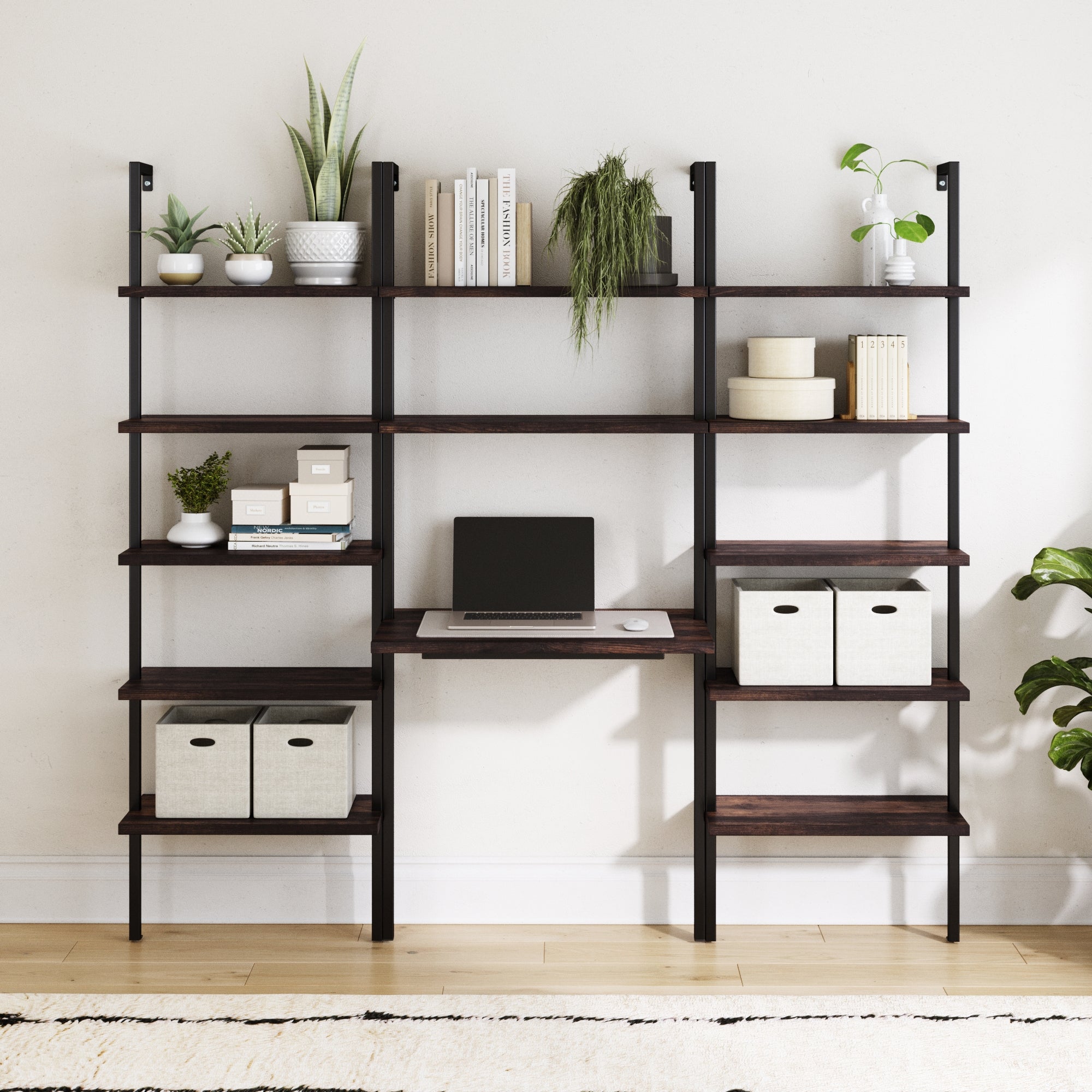 Wood & Metal Wall Mount Office Desk Set Nutmeg - Nathan James