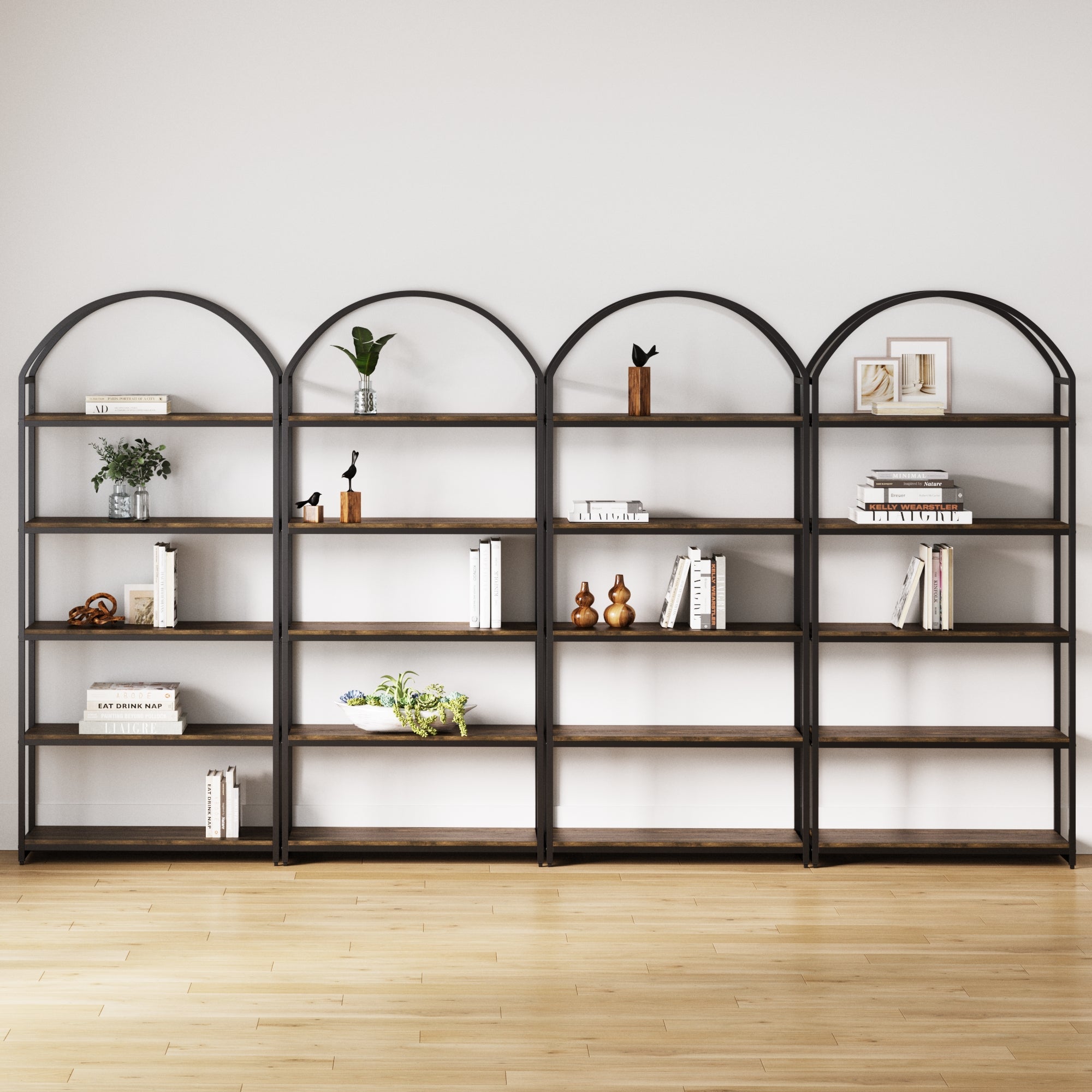 Metal 5 - Shelf Arched Bookshelves Black (Set of 4) - Nathan James