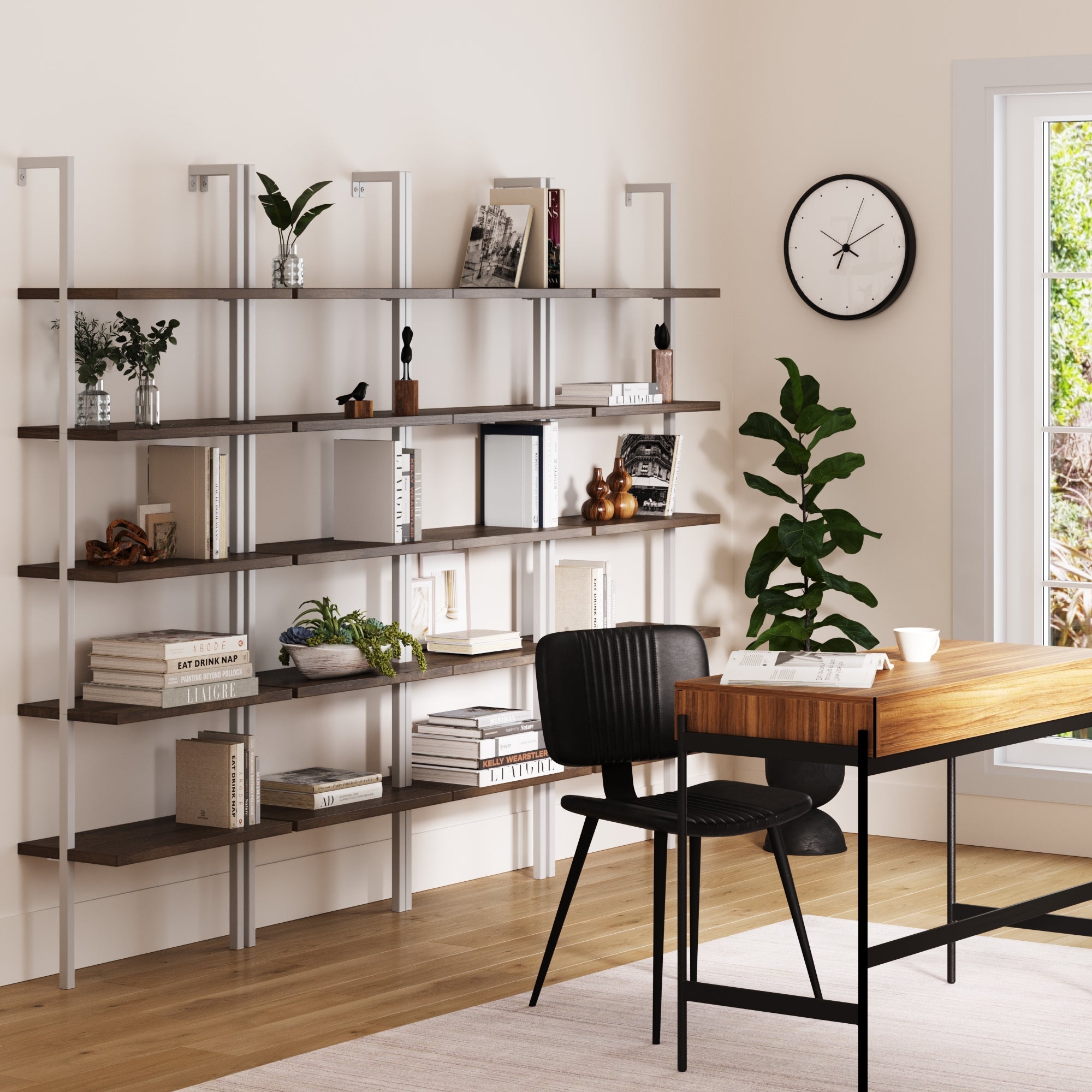 Ladder Bookshelf Oak Matte White Set of 4 - Nathan James