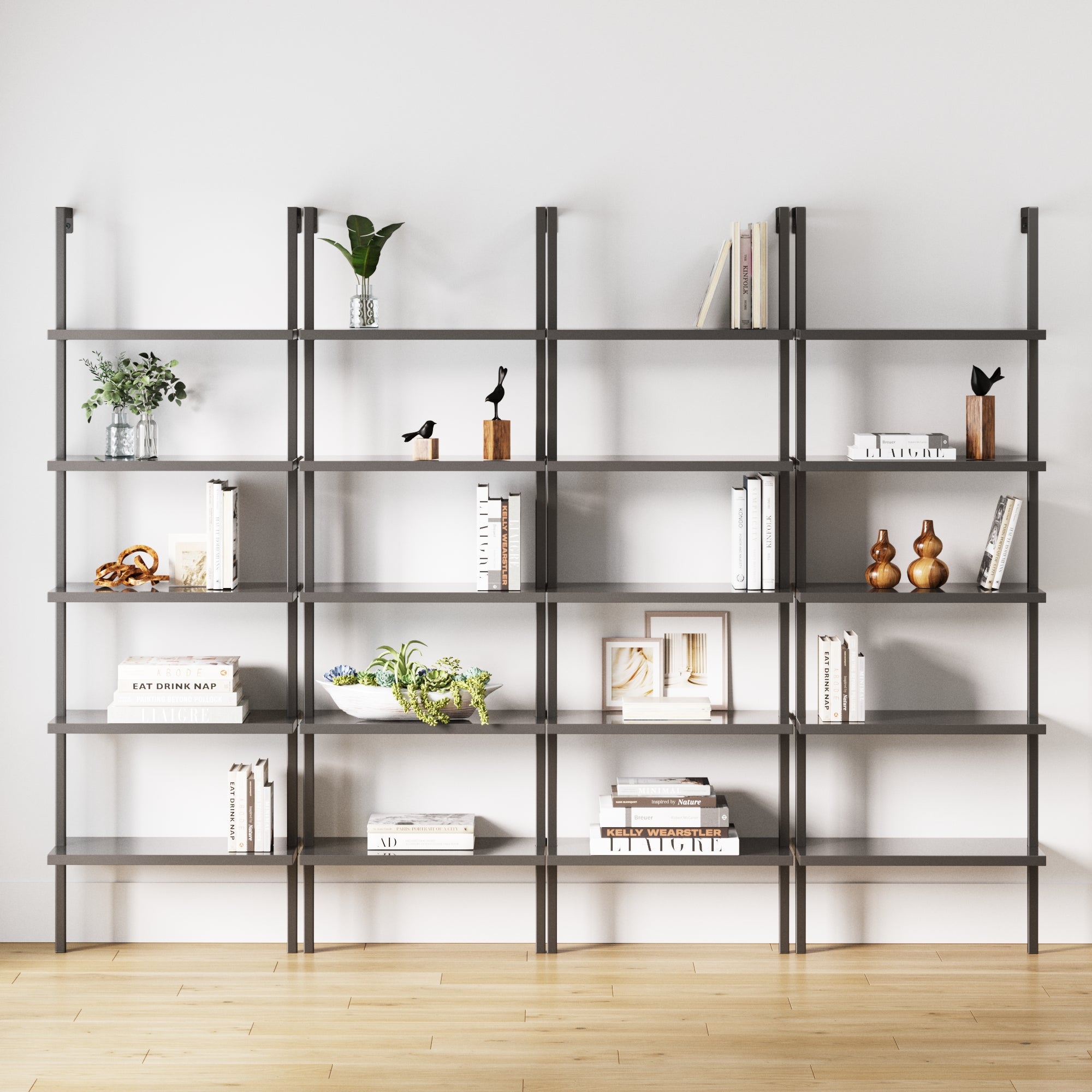 5 - Shelf Ladder Bookshelf Black (Set of 4) - Nathan James