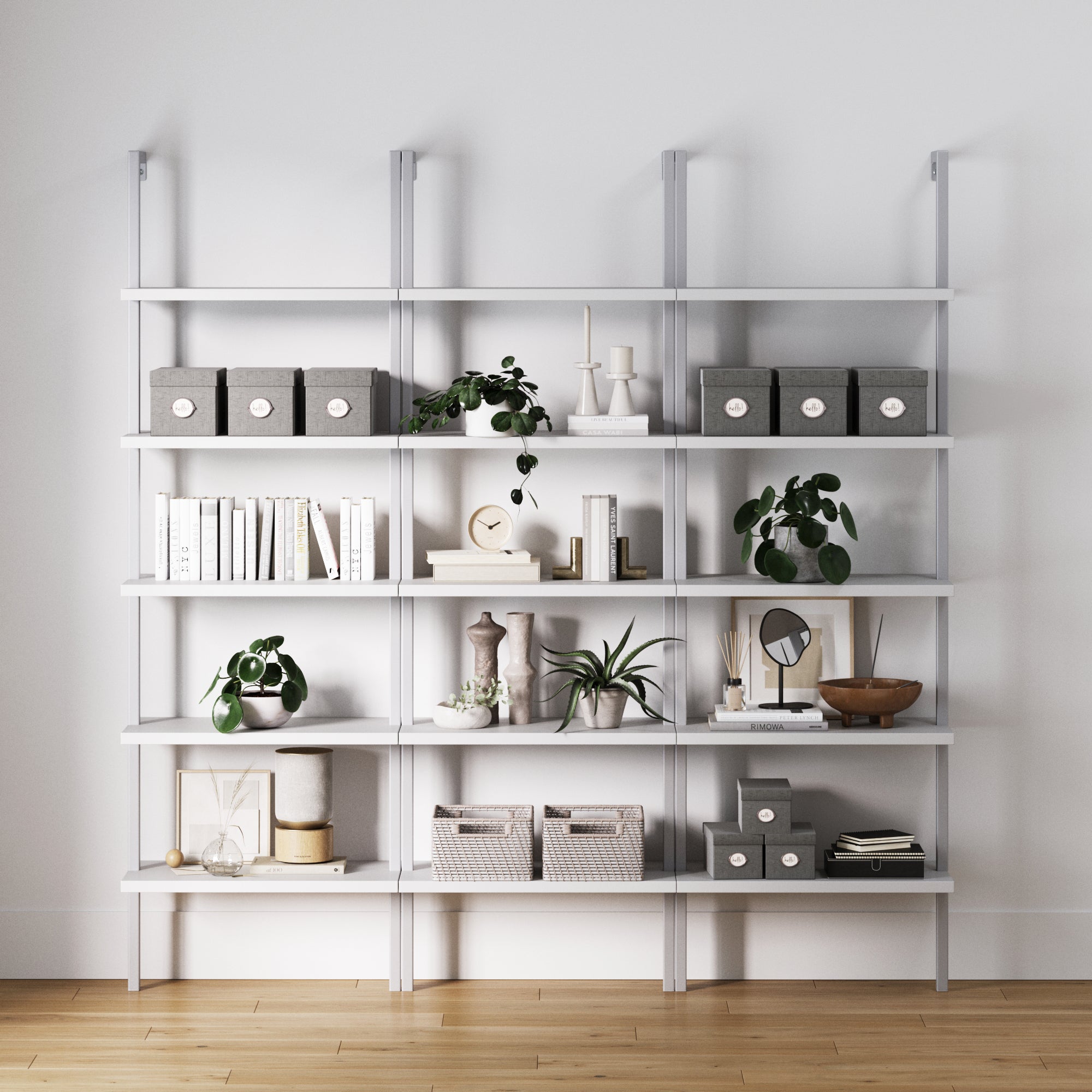 5 - Shelf Coastal Ladder Bookshelf White (Set of 3) - Nathan James