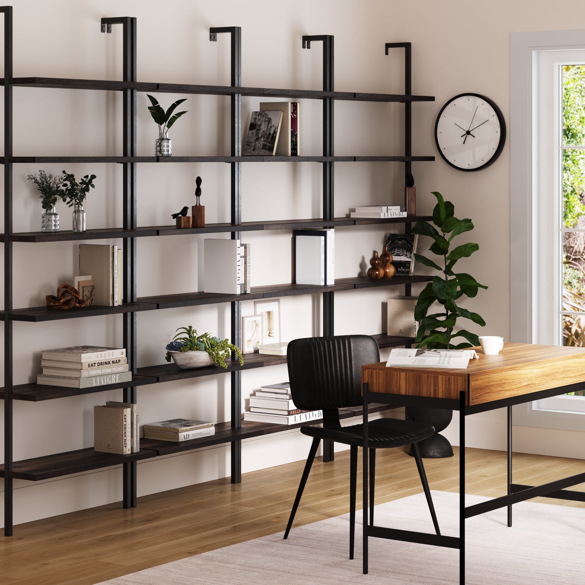 6 - Shelf Bookcase Nutmeg Matte Black (Set of 4) - Nathan James