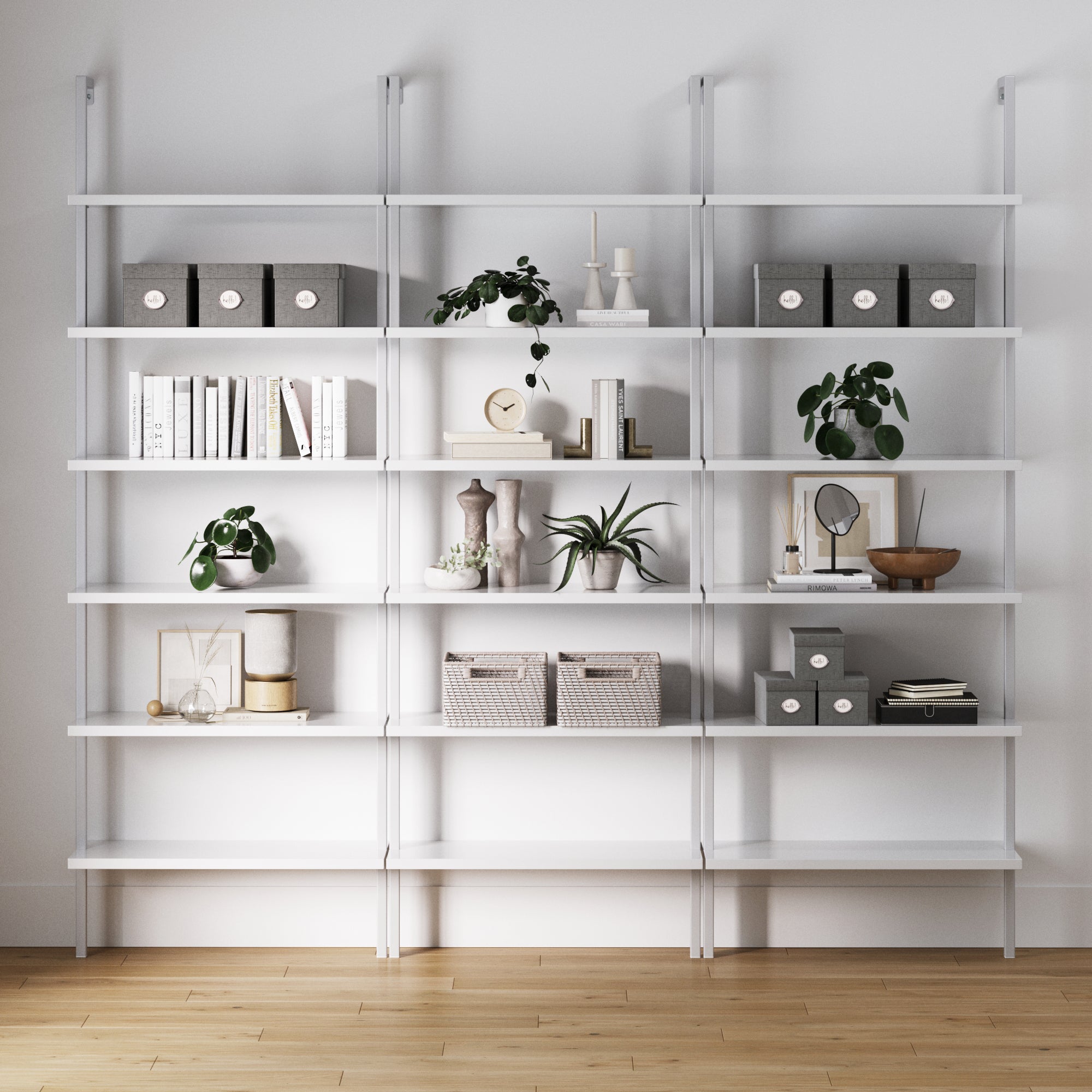 6 - Shelf Ladder Bookshelf White (Set of 3) - Nathan James
