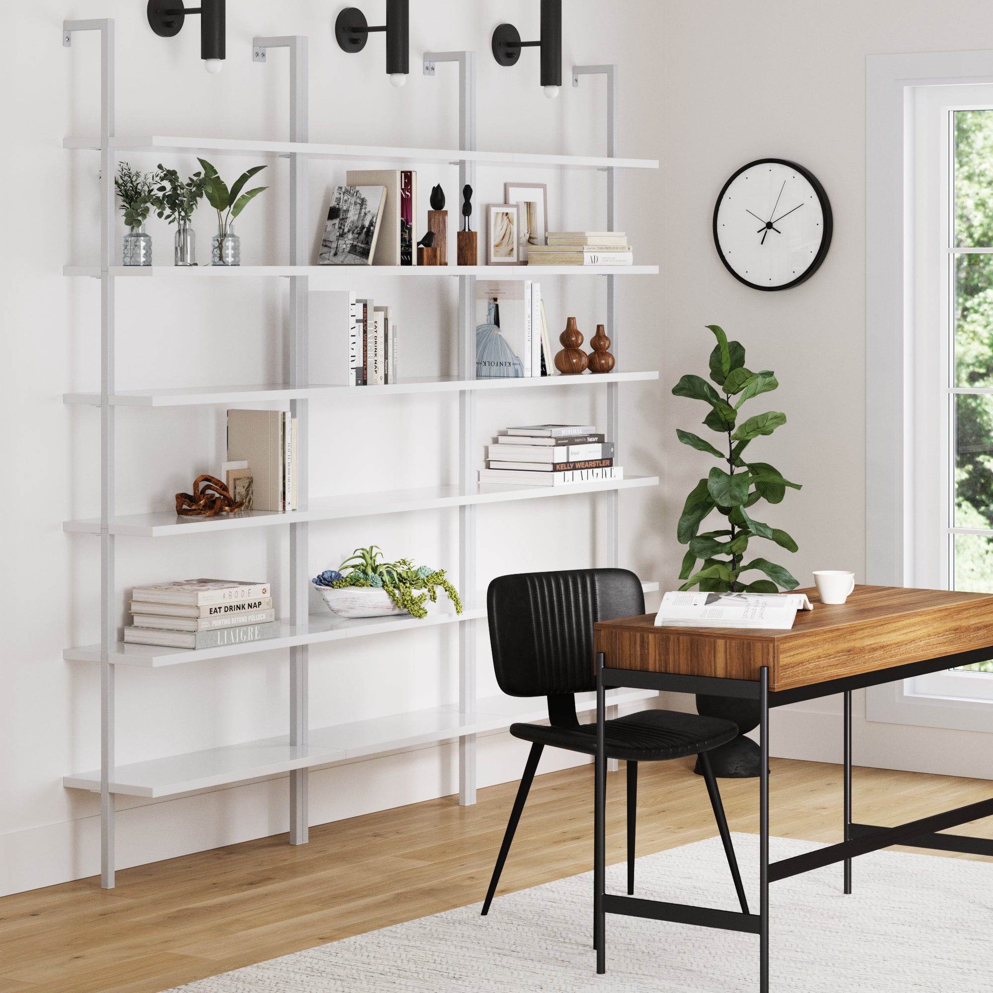 6 - Shelf Ladder Bookshelf White (Set of 3) - Nathan James