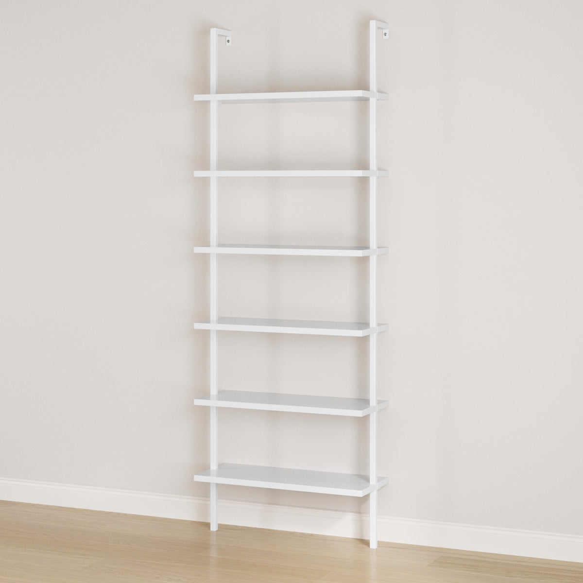 6-Shelf Ladder Bookshelf White - Nathan James