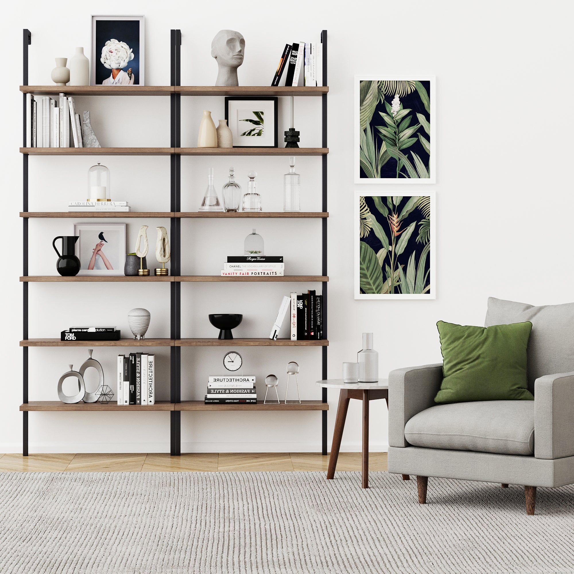 6 - Shelf Ladder Bookshelf Oak Matte Black - Nathan James