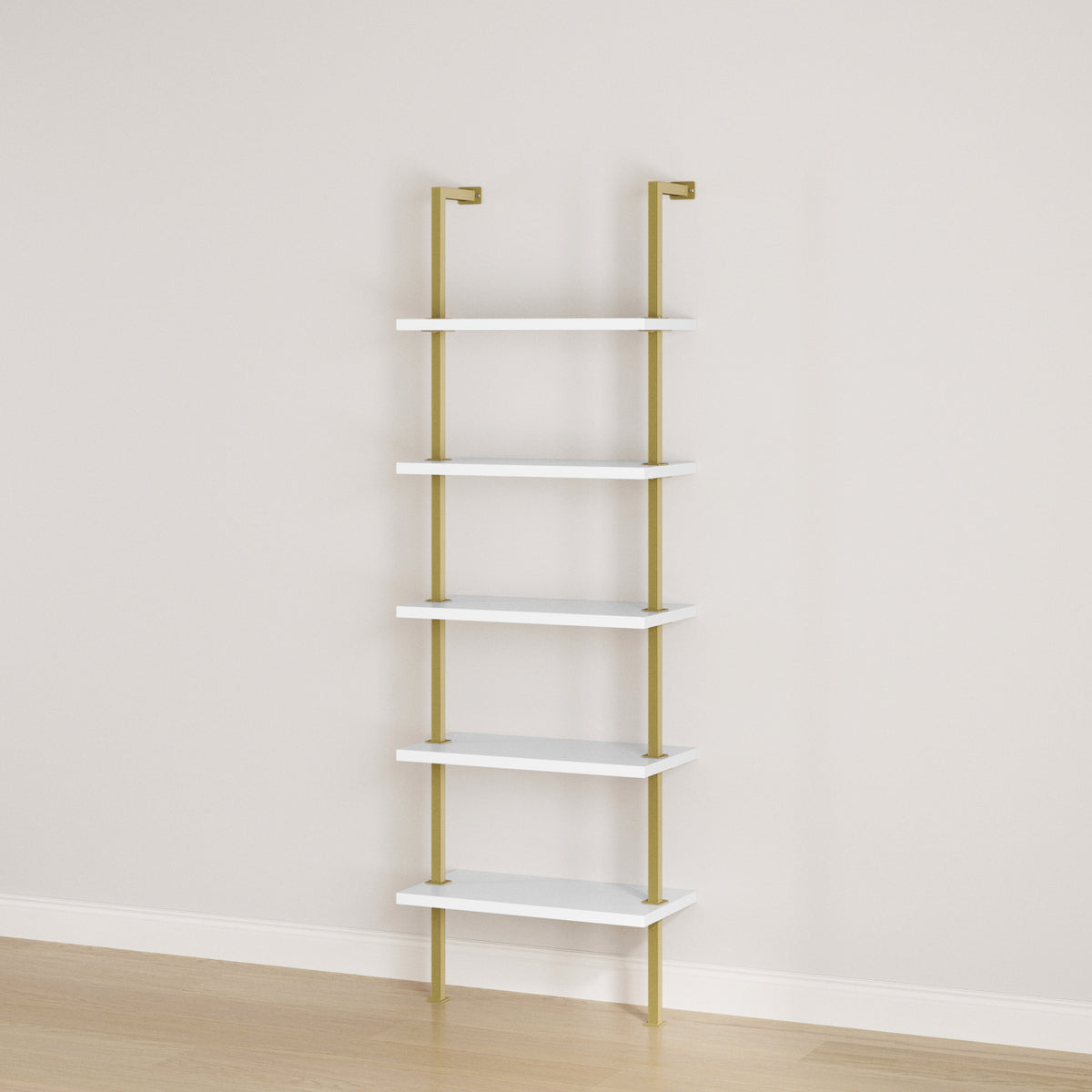 5-Shelf Ladder Bookshelf White Gold - Nathan James