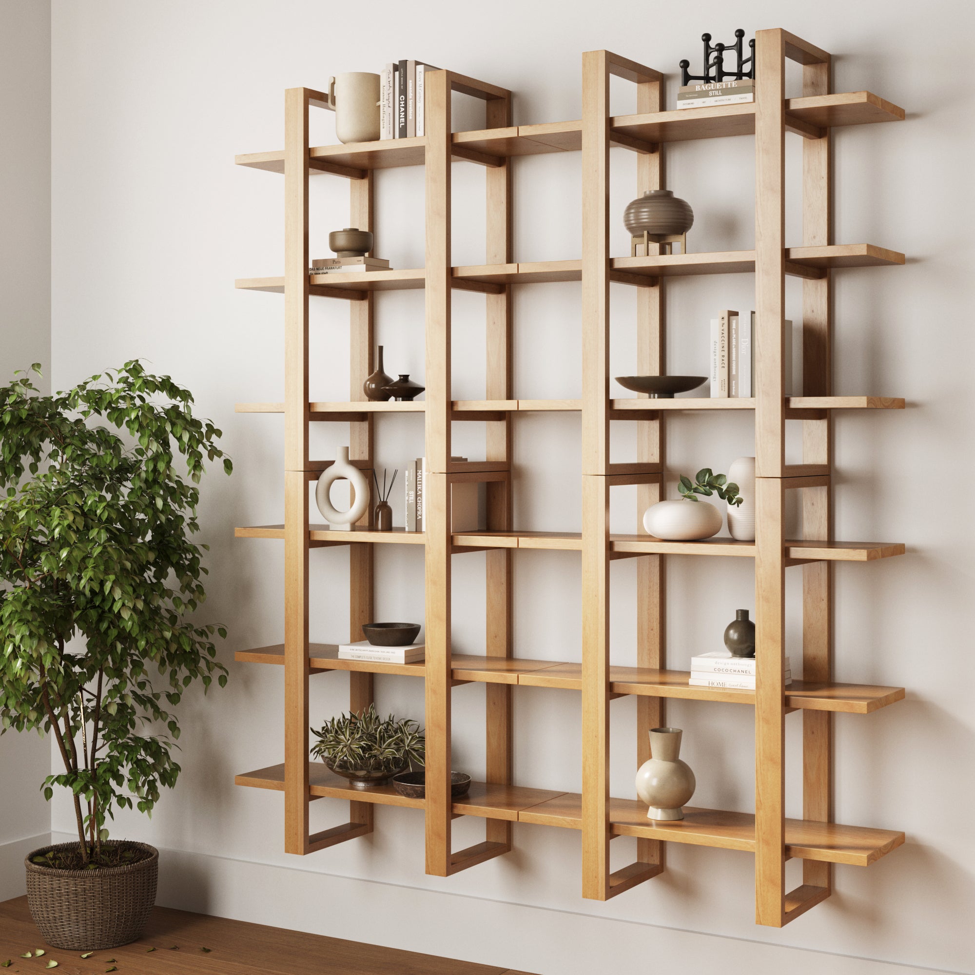 Solid Wood Wall Shelves Warm Pine (Set of 4) - Nathan James