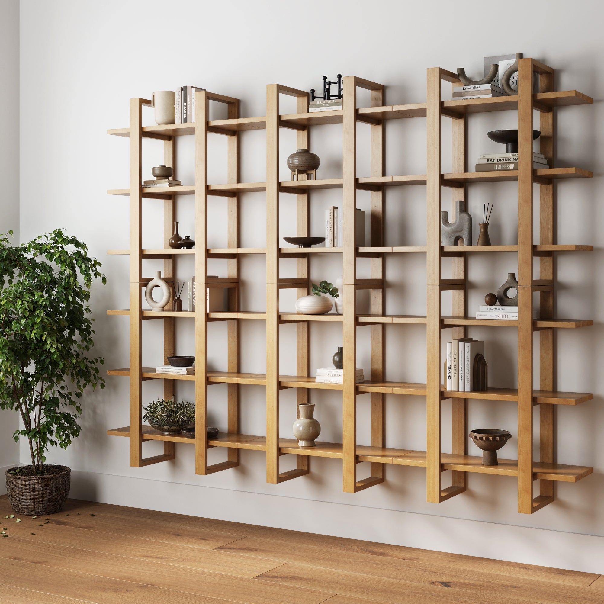 Solid Wood Wall Shelves Warm Pine (Set of 6) - Nathan James