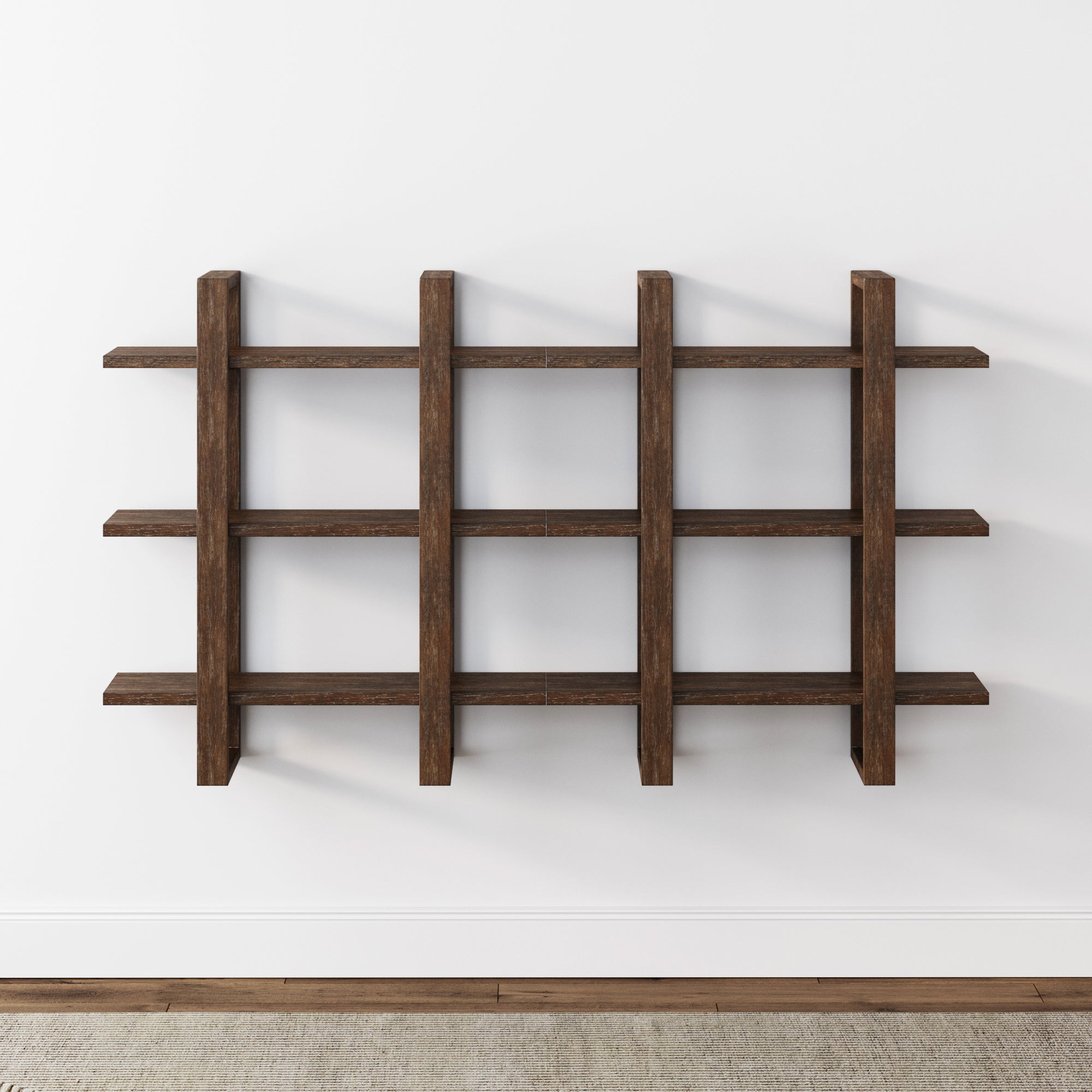 Solid Wood Wall Shelves Dark Brown (Set of 2) - Nathan James