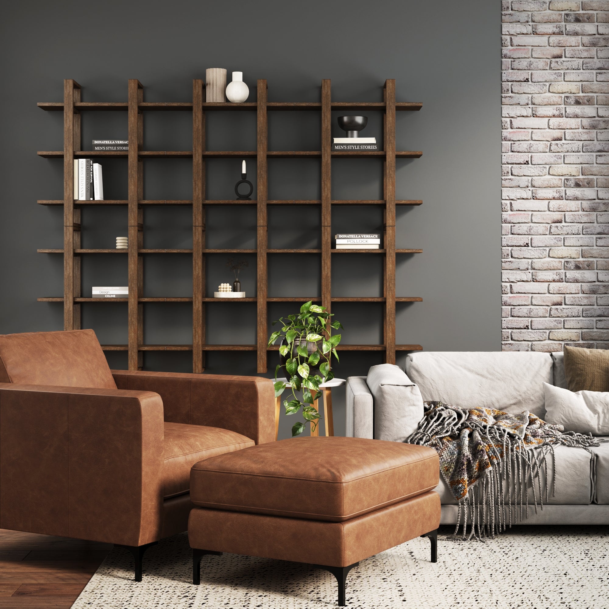 Solid Wood Wall Shelves Dark Brown (Set of 6) - Nathan James