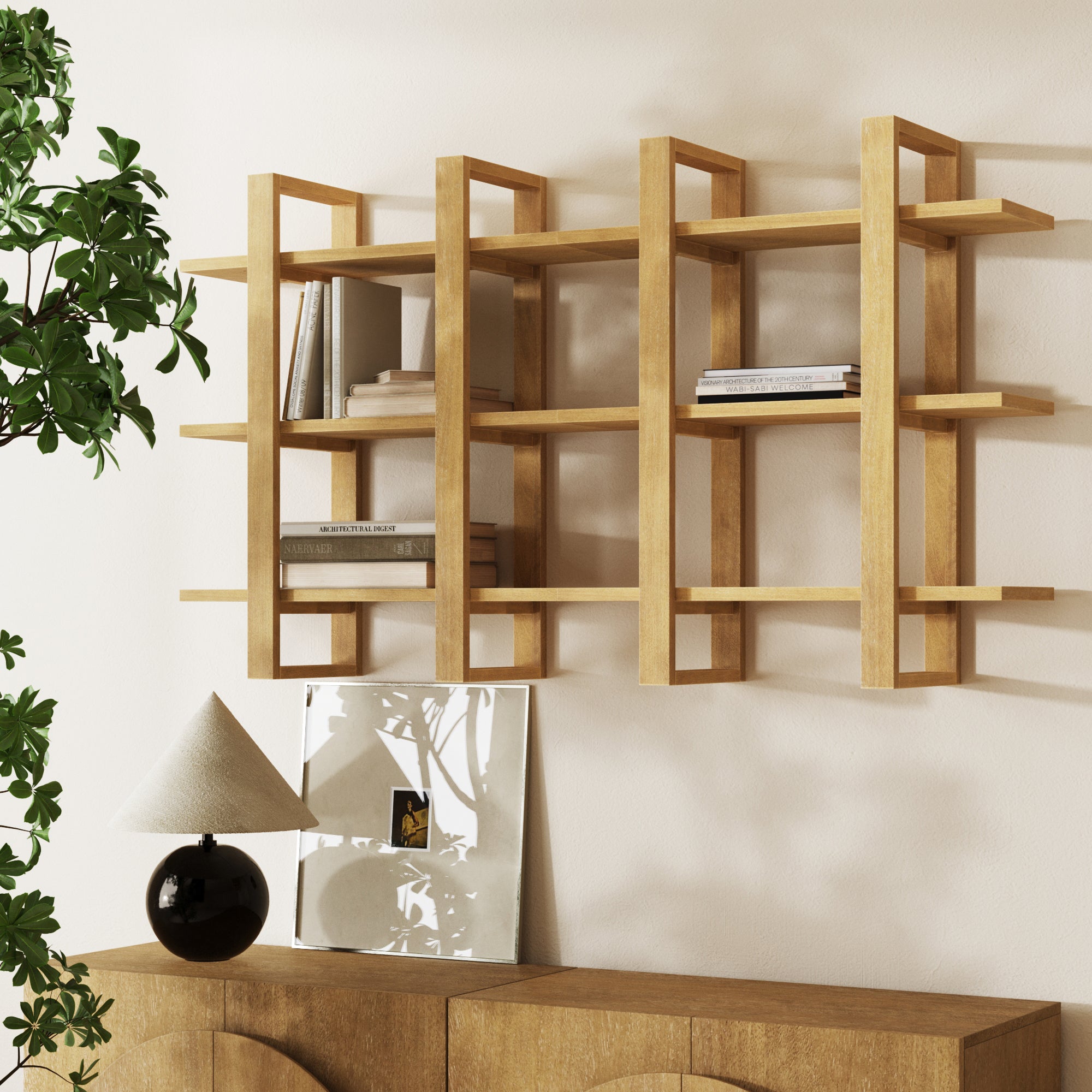 Solid Wood Modular Floating Wall Shelf Light Brown (Set of 2) - Nathan James