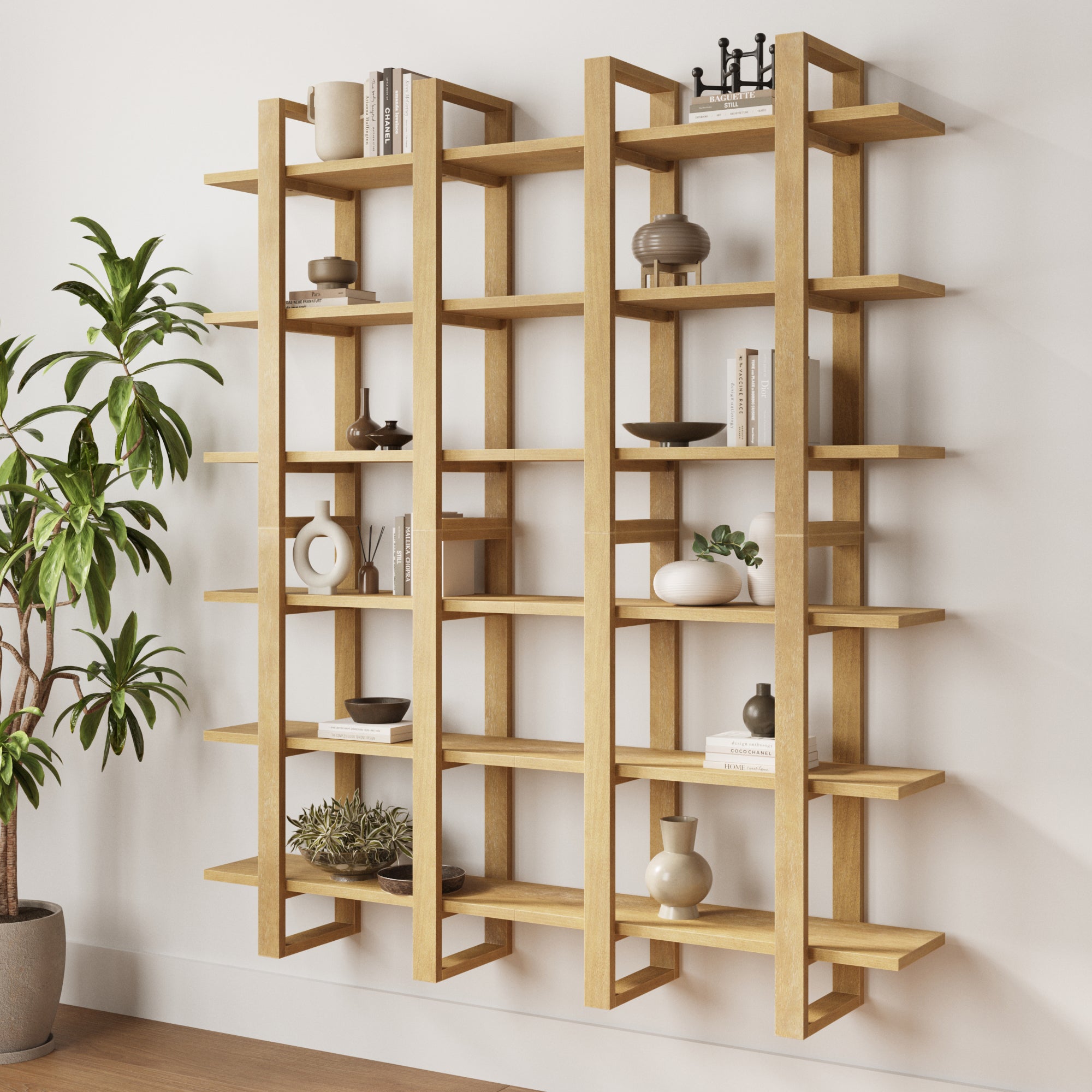 Solid Wood Modular Floating Wall Shelf Light Brown (Set of 4) - Nathan James