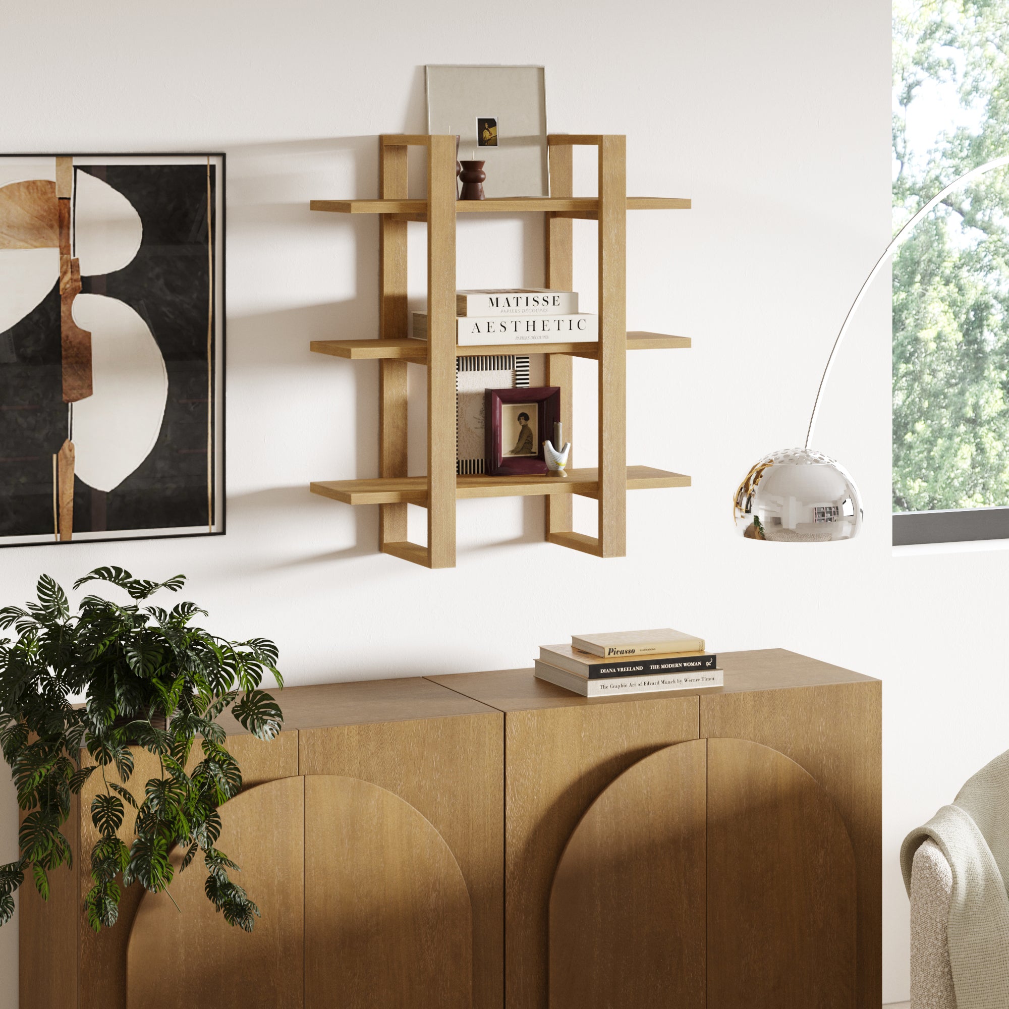 Solid Wood Modular Floating Wall Shelf Light Brown - Nathan James