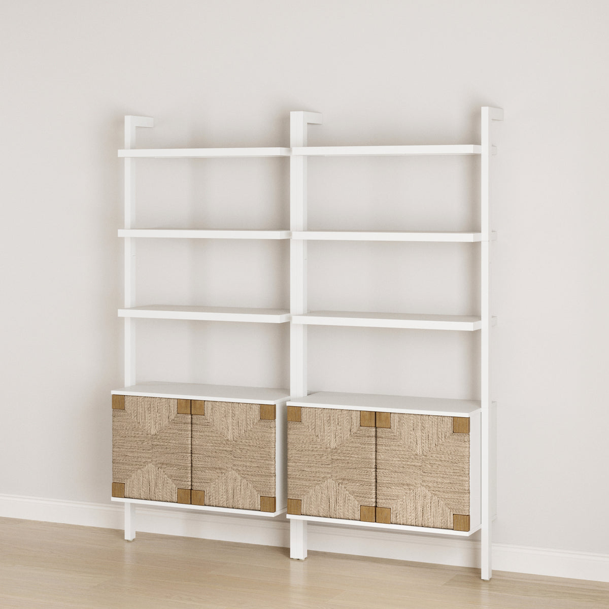 Seagrass Wall Bookshelves with Doors White (Set of 2) - Nathan James