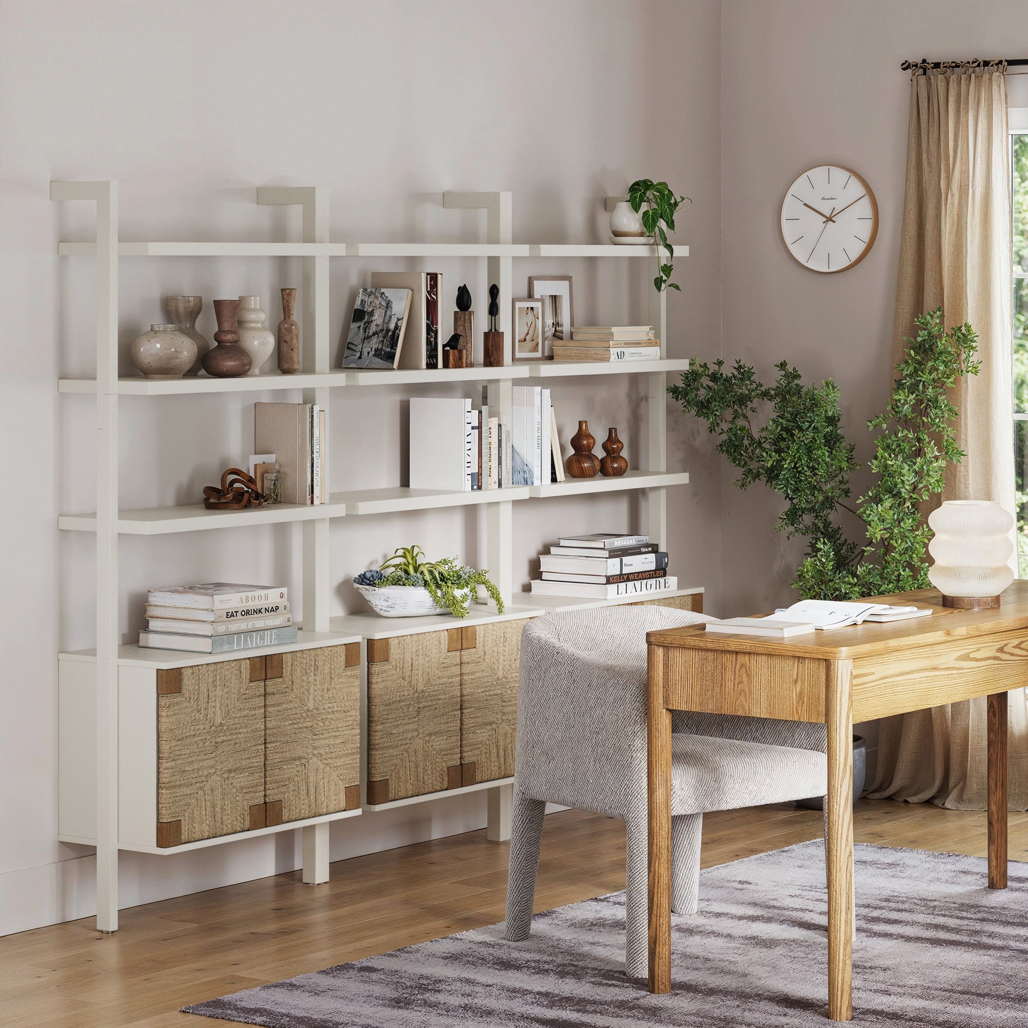 Seagrass Wall Bookshelves with Doors White (Set of 3) - Nathan James