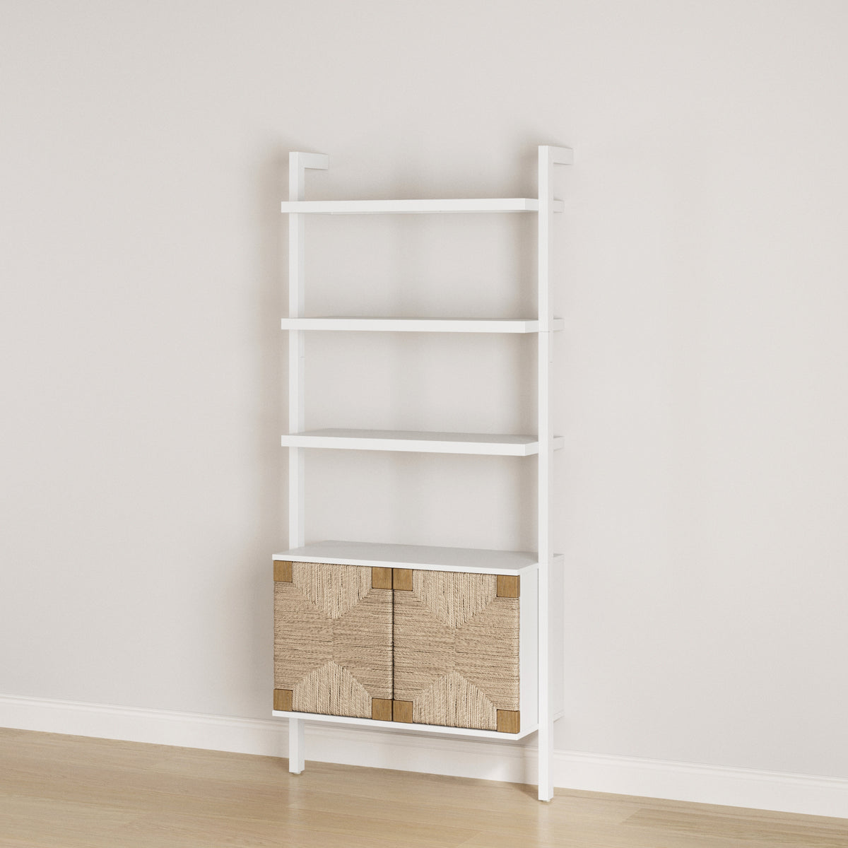 Seagrass Wall Bookshelf with Doors White - Nathan James