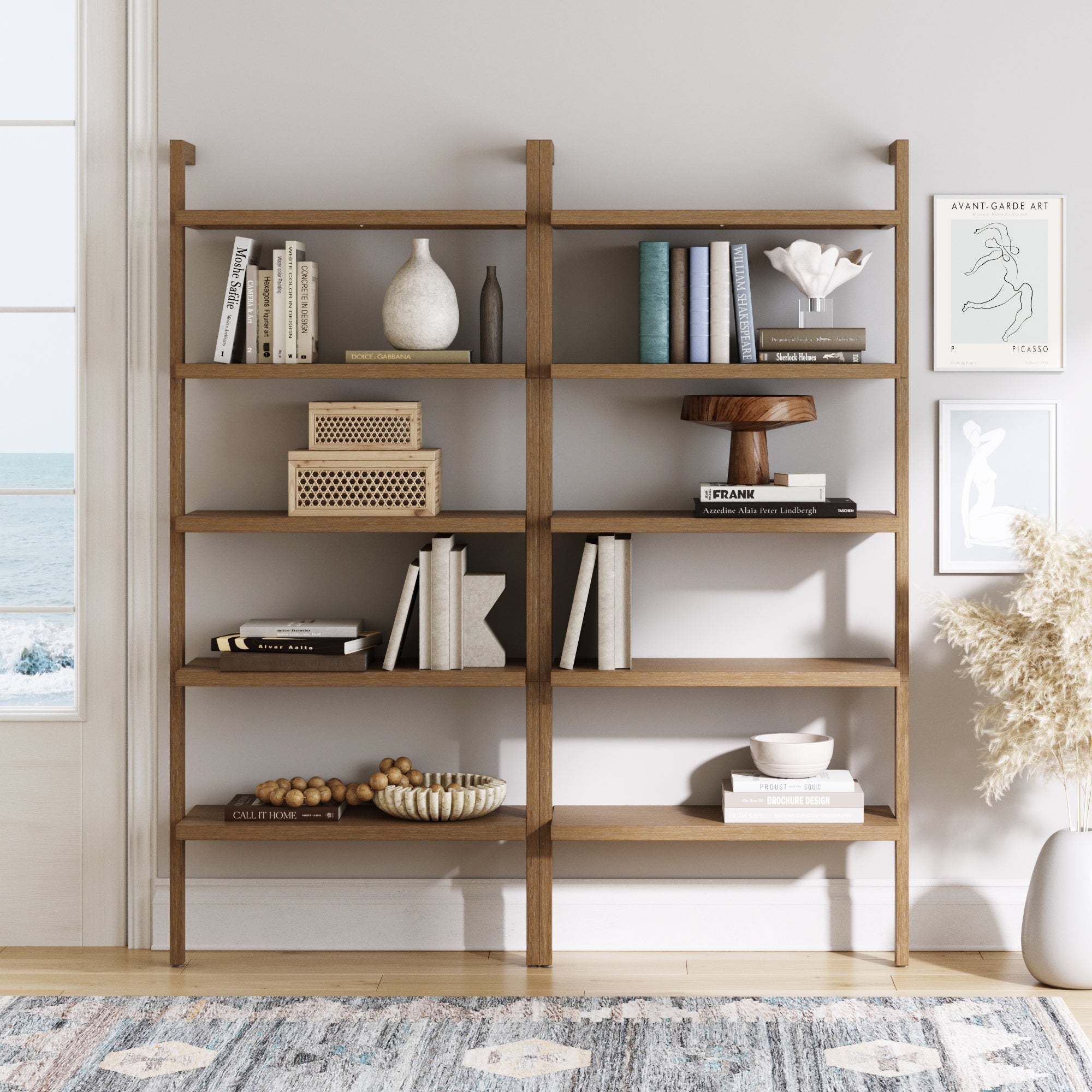 Wood Wall Bookshelves Light Brown (Set of 2) - Nathan James